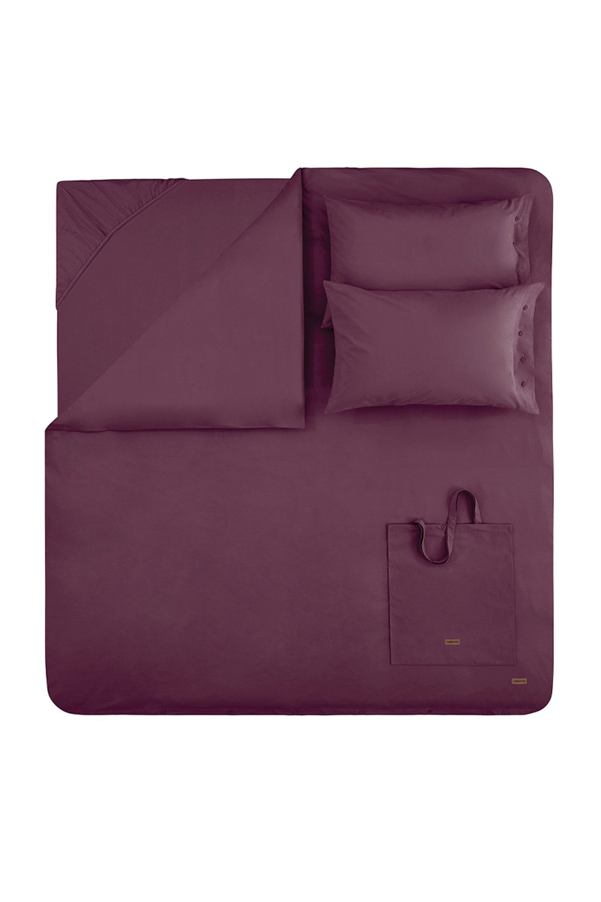 Yataş-Plain Double Ranforce Washable Duvet Cover Set - Plum 4