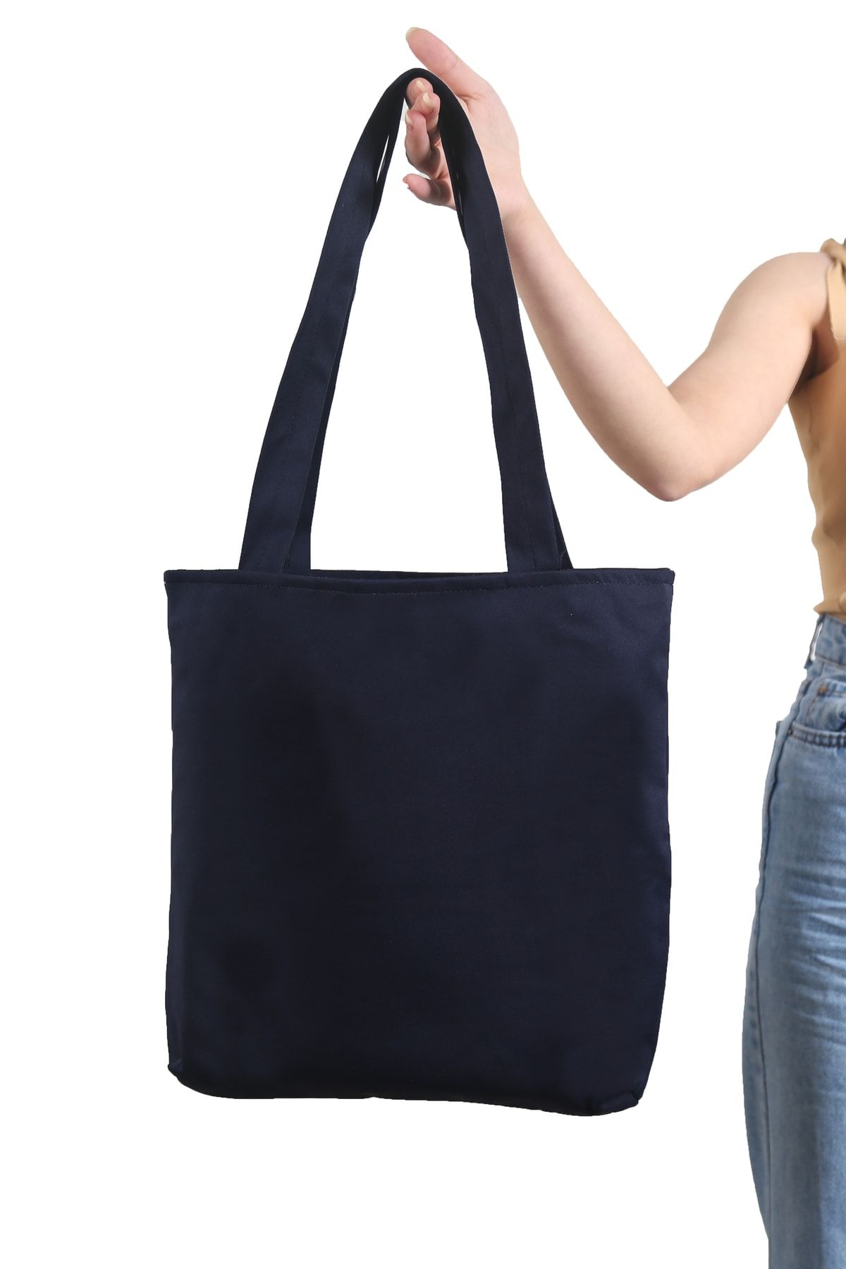 Dark blue new arrivals tote bag