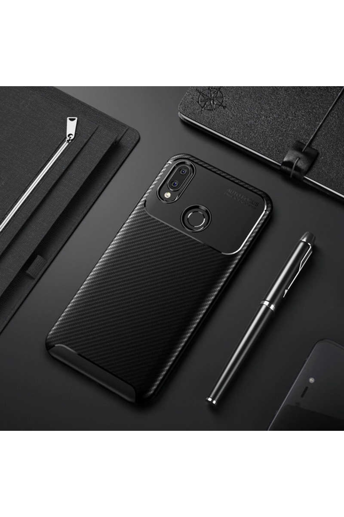 Huawei Honor Play Case Carbon Design Wonderful Cut Negro Cover