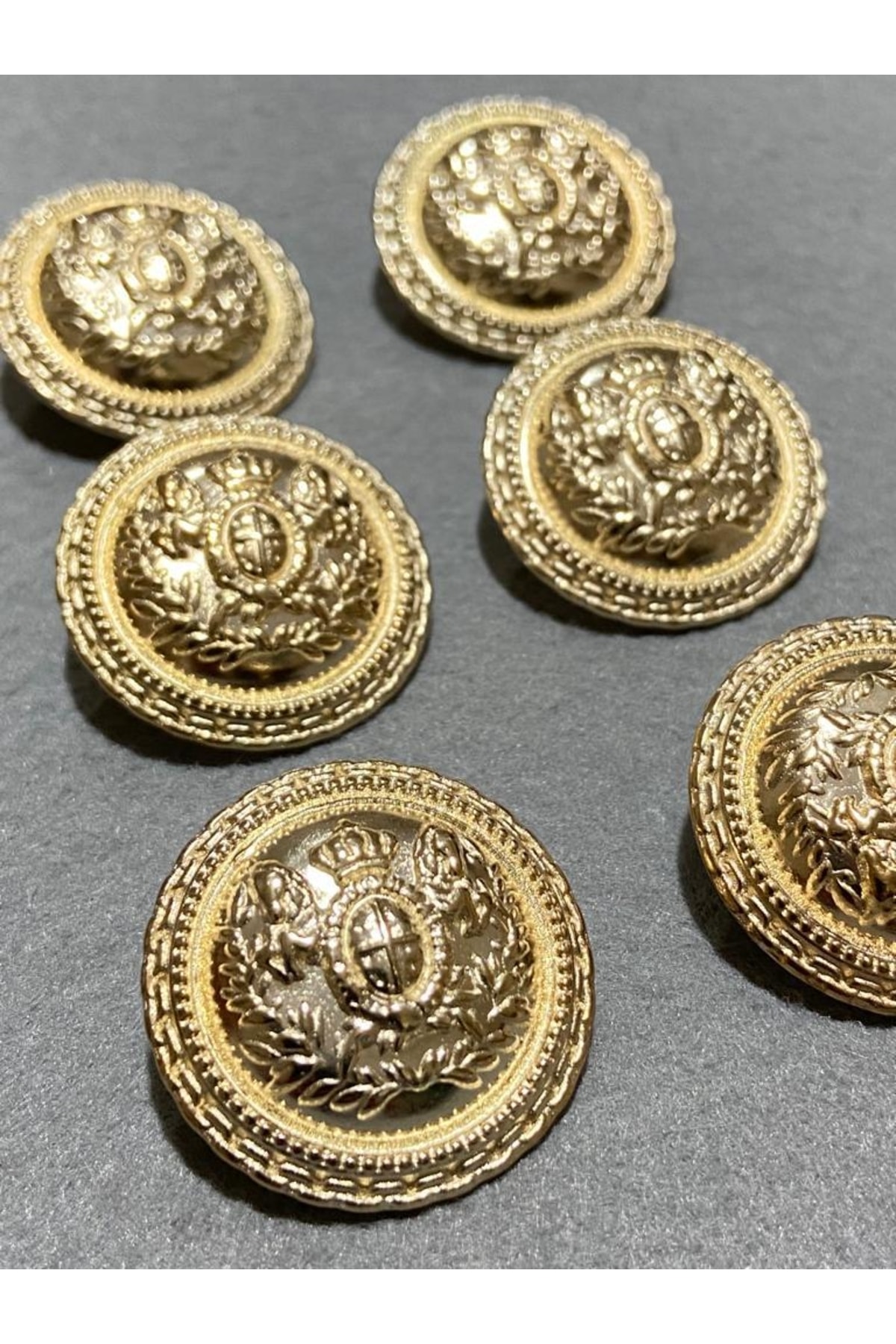 Trench Coat And Coat Button Wreath Crest Model Gold 3 Cm / Set of 6