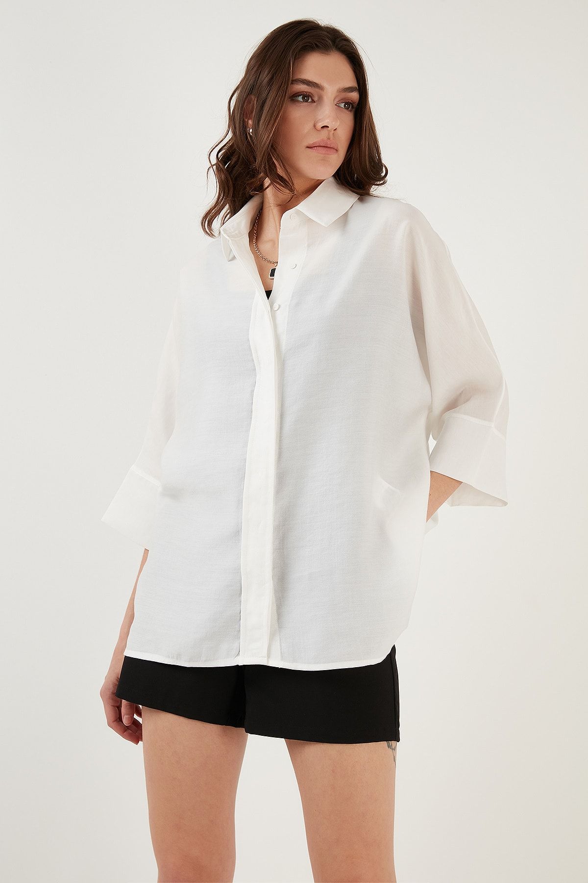 Lela-Πουκάμισο με μανίκια τριών τετάρτων Oversize 5