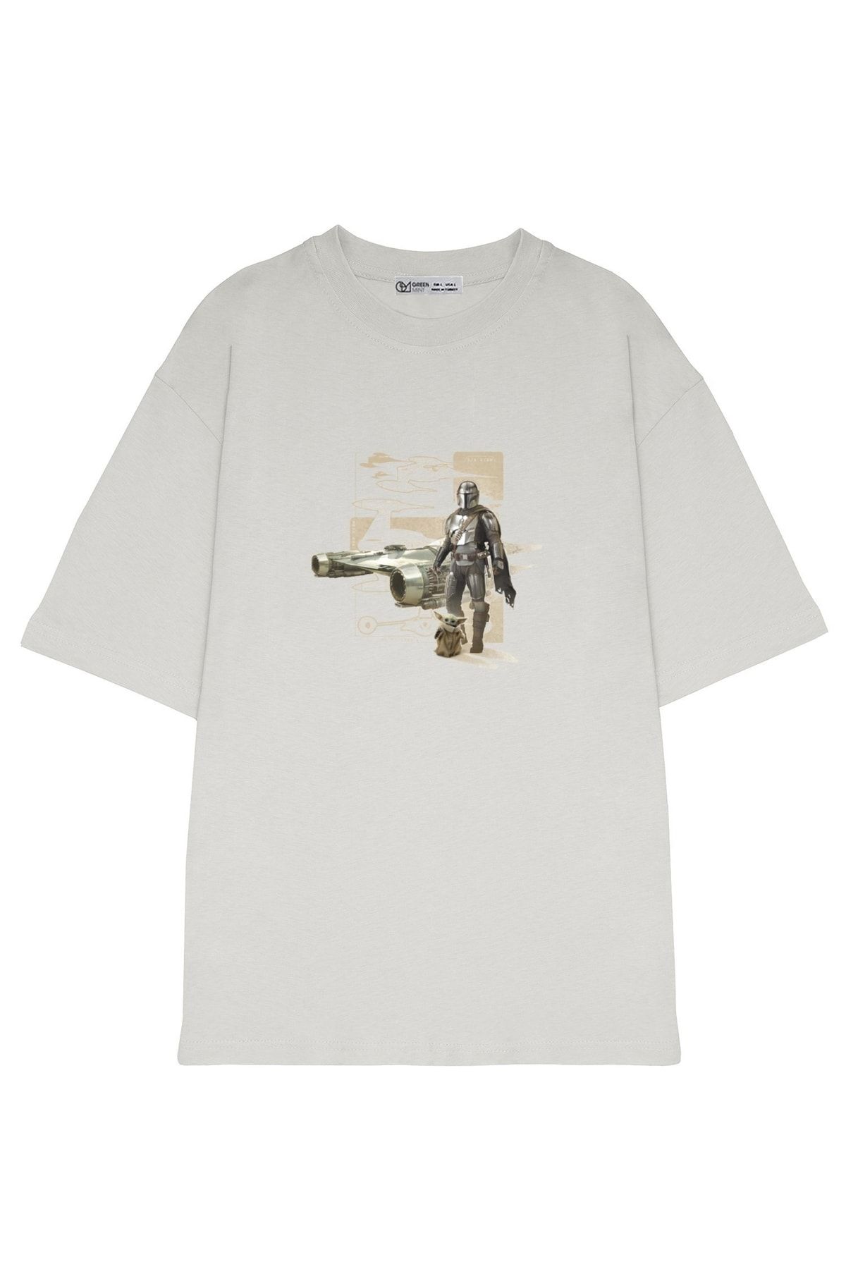 GreenMint Tricou Oversize Unisex The Mandalorian Starfighter Schematics Unisex - M