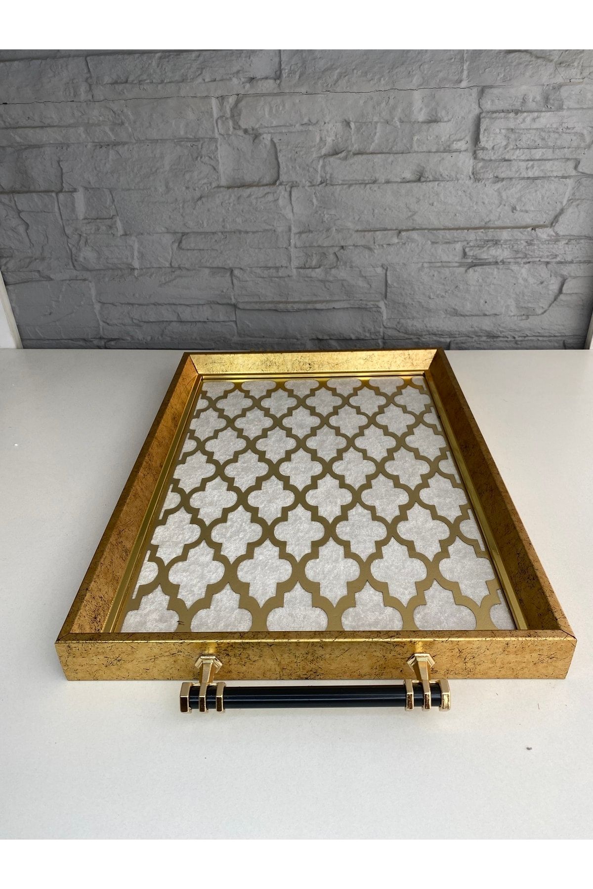 Gold ottoman tray deals
