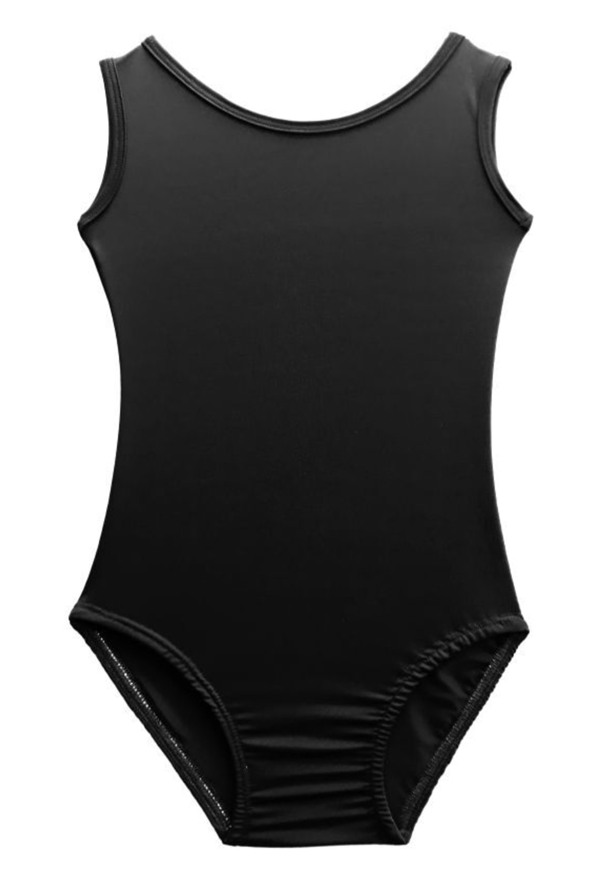 Girls Black Sleeveless Boat Neck Ballet Gymnastics Swimsuit