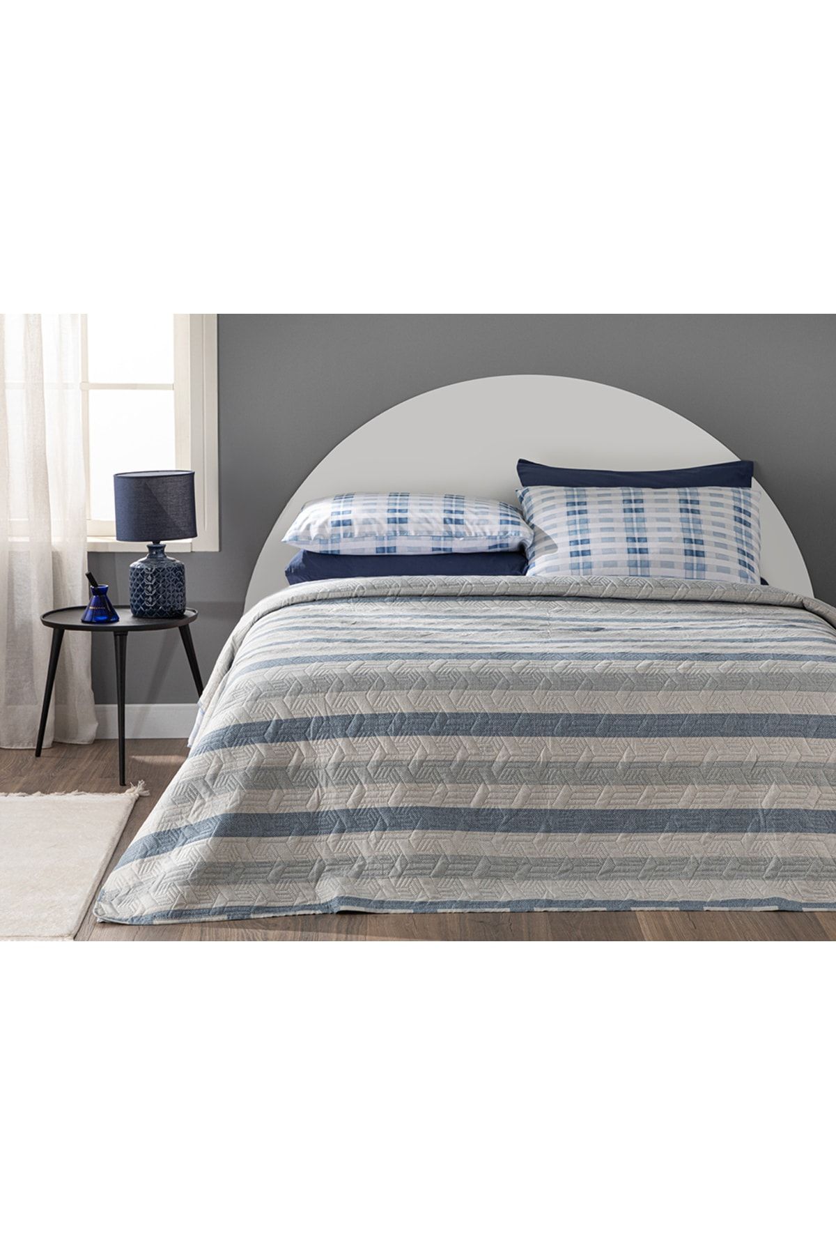 English Home-Chill Plaid Double Multi-Purpose Cover 200x220 Cm Blue 2