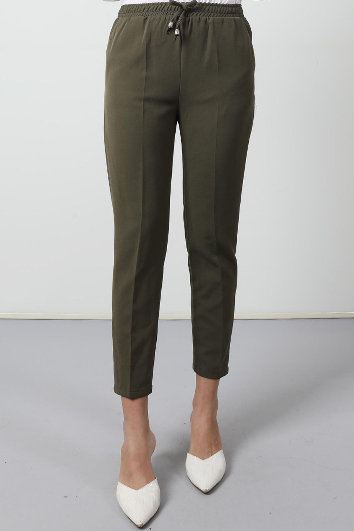 Giza Giyim-Pantaloni cu talie elastică kaki 5