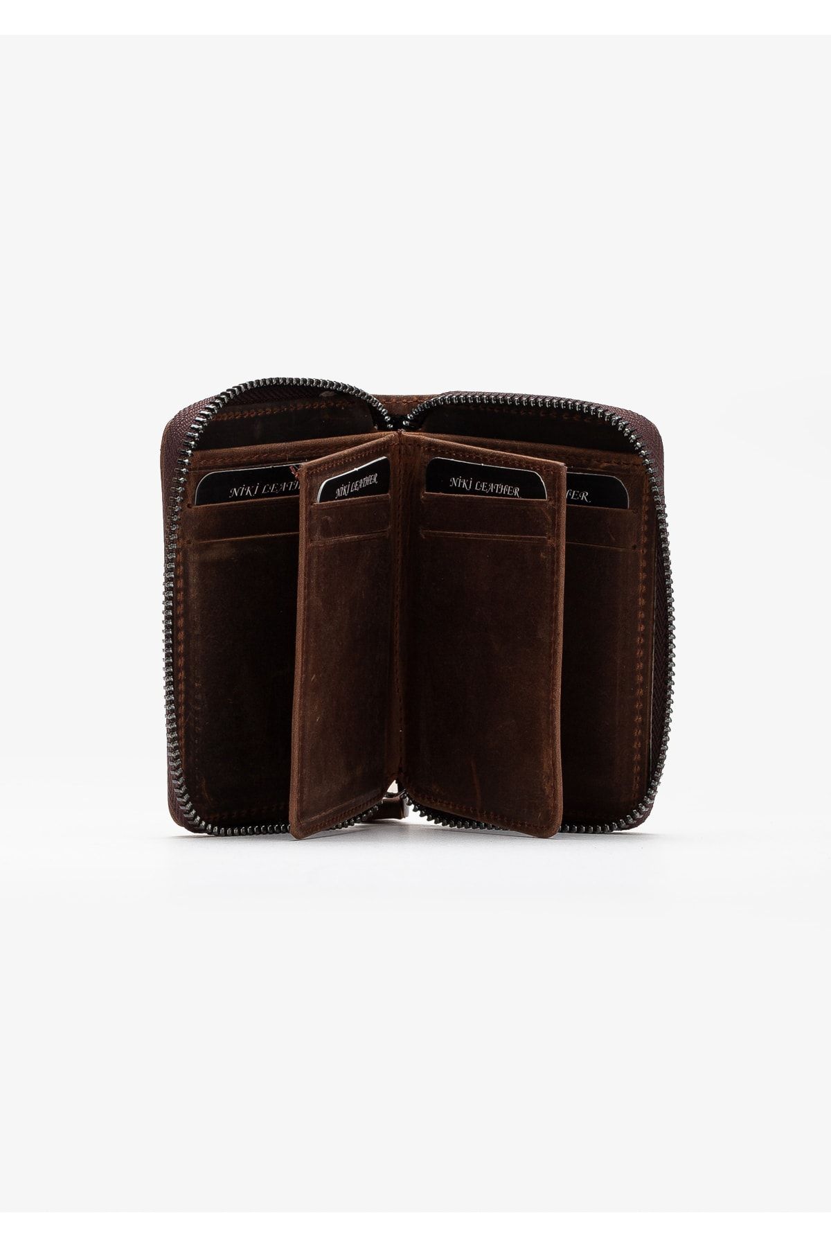 کیف پول مردانه و زنانه یونیسکس ARAHI پرنعمت نگهدارنده کارت قهوه چرمی Niki Leather