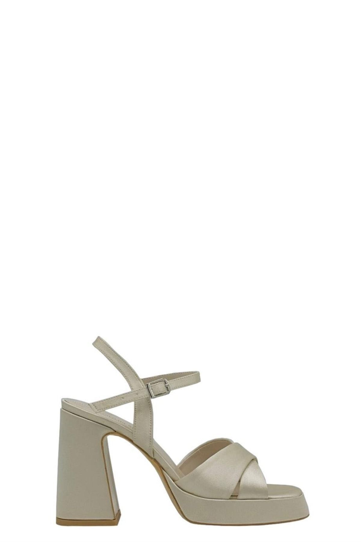 کفش مجلسی زنانه 015 3045 ساتن بژ اورجینال Moulin Shoes