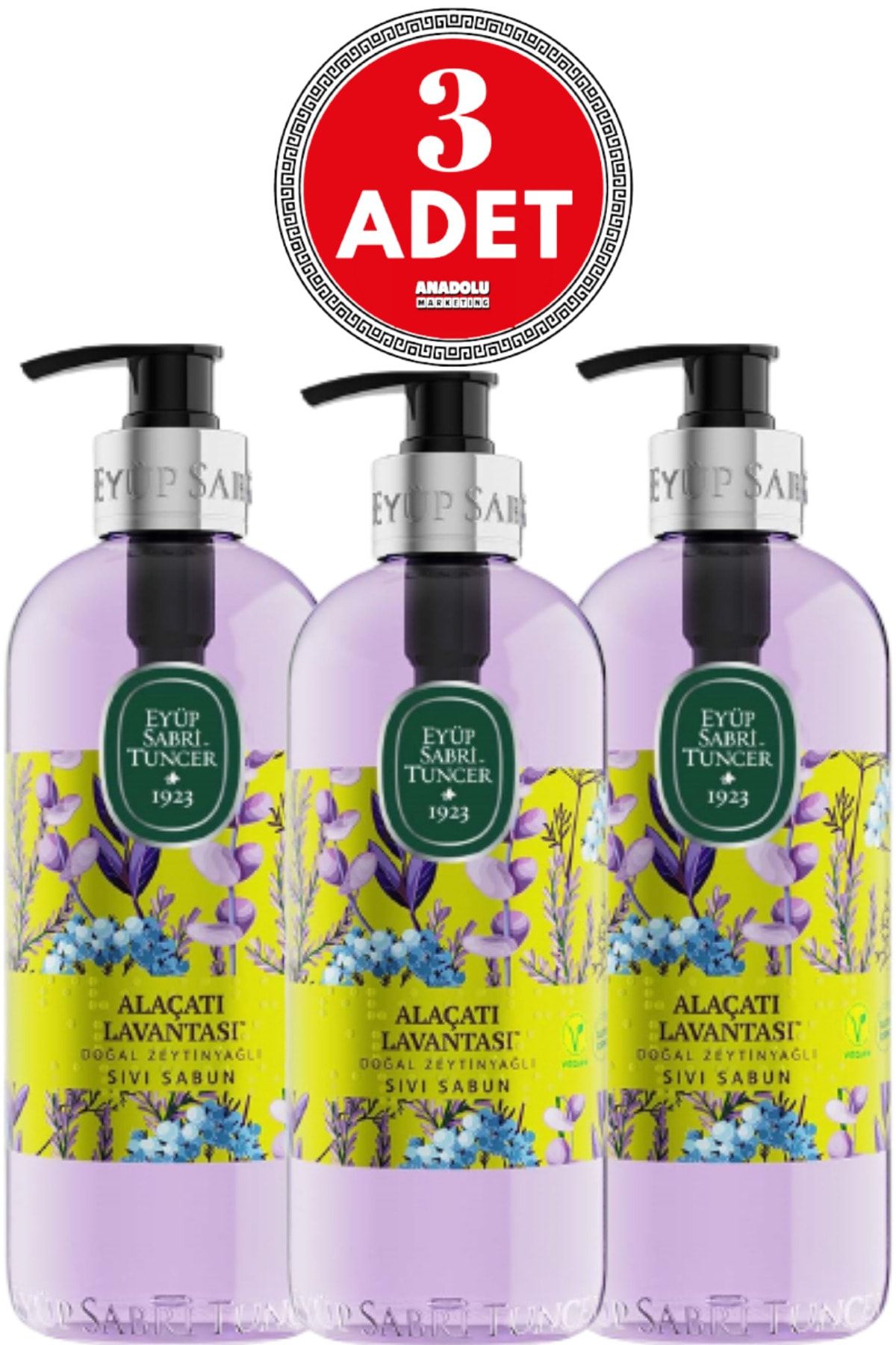 صابون مایع روغن زیتون طبیعی اسطوخودوس Alaçatı 500 میلی لیتر 3 عدد Eyüp Sabri Tuncer