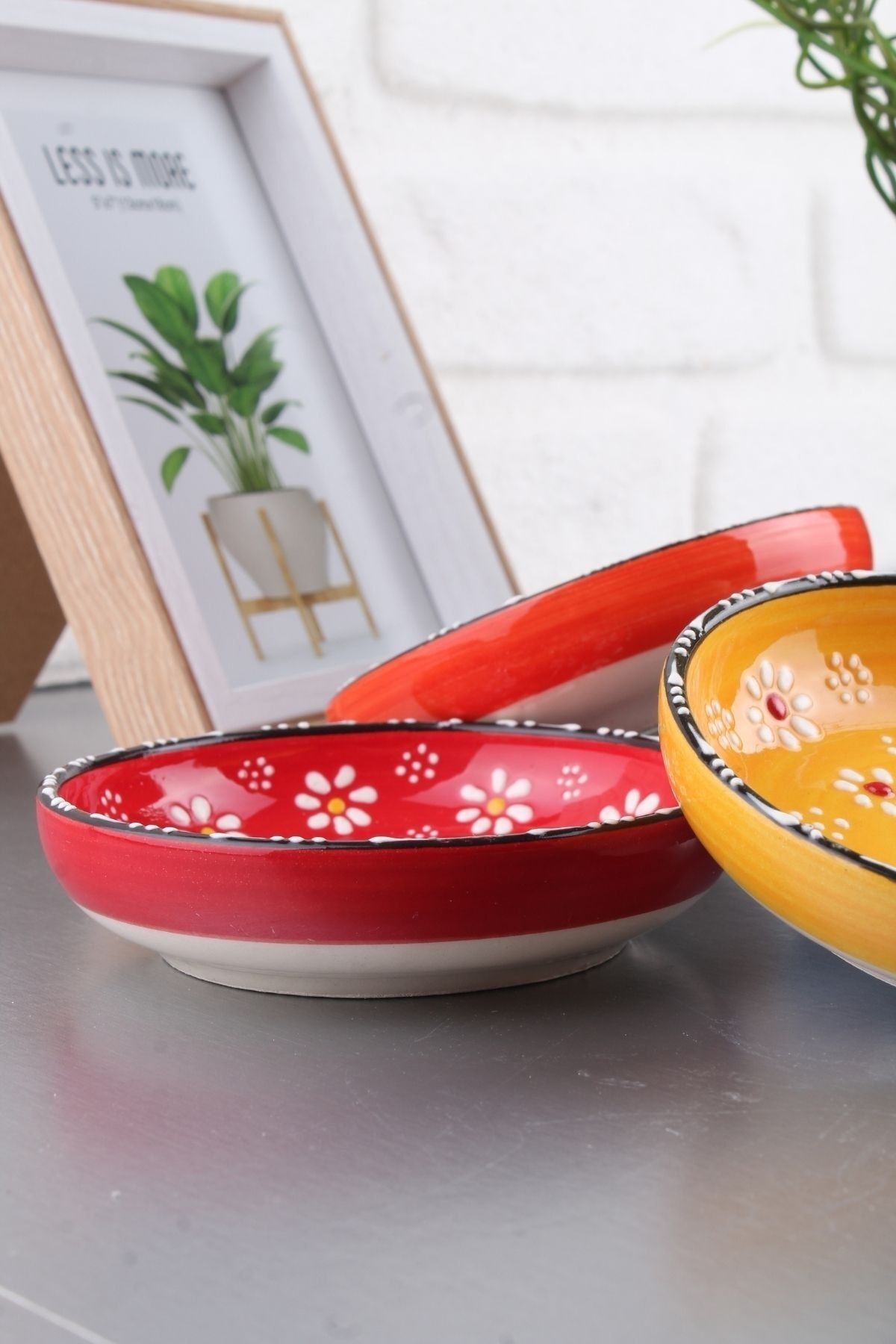 incili home Embossed Patterned Tile Daisy Series Plate Size Set