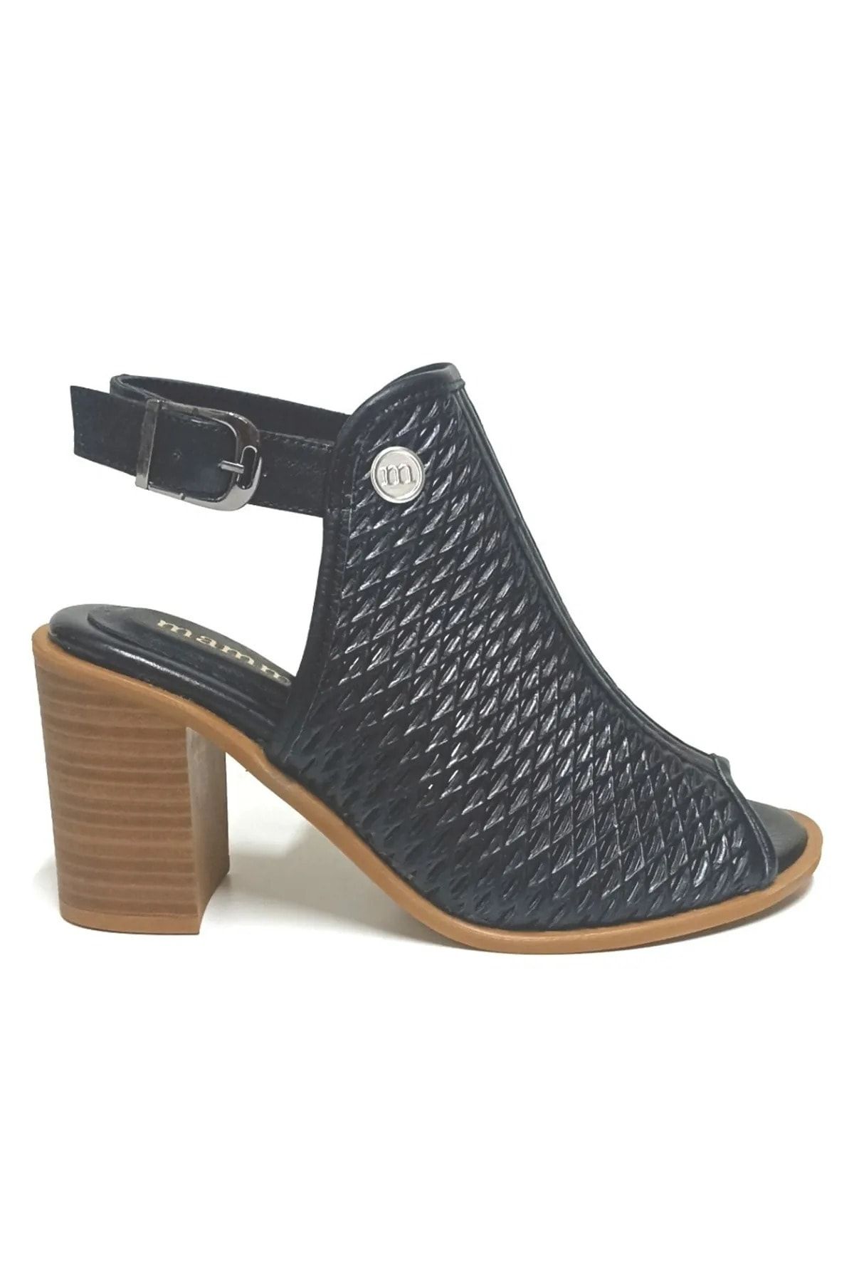 Mammamia Women s Black Caged Leather Inside and Outside Anti Slip