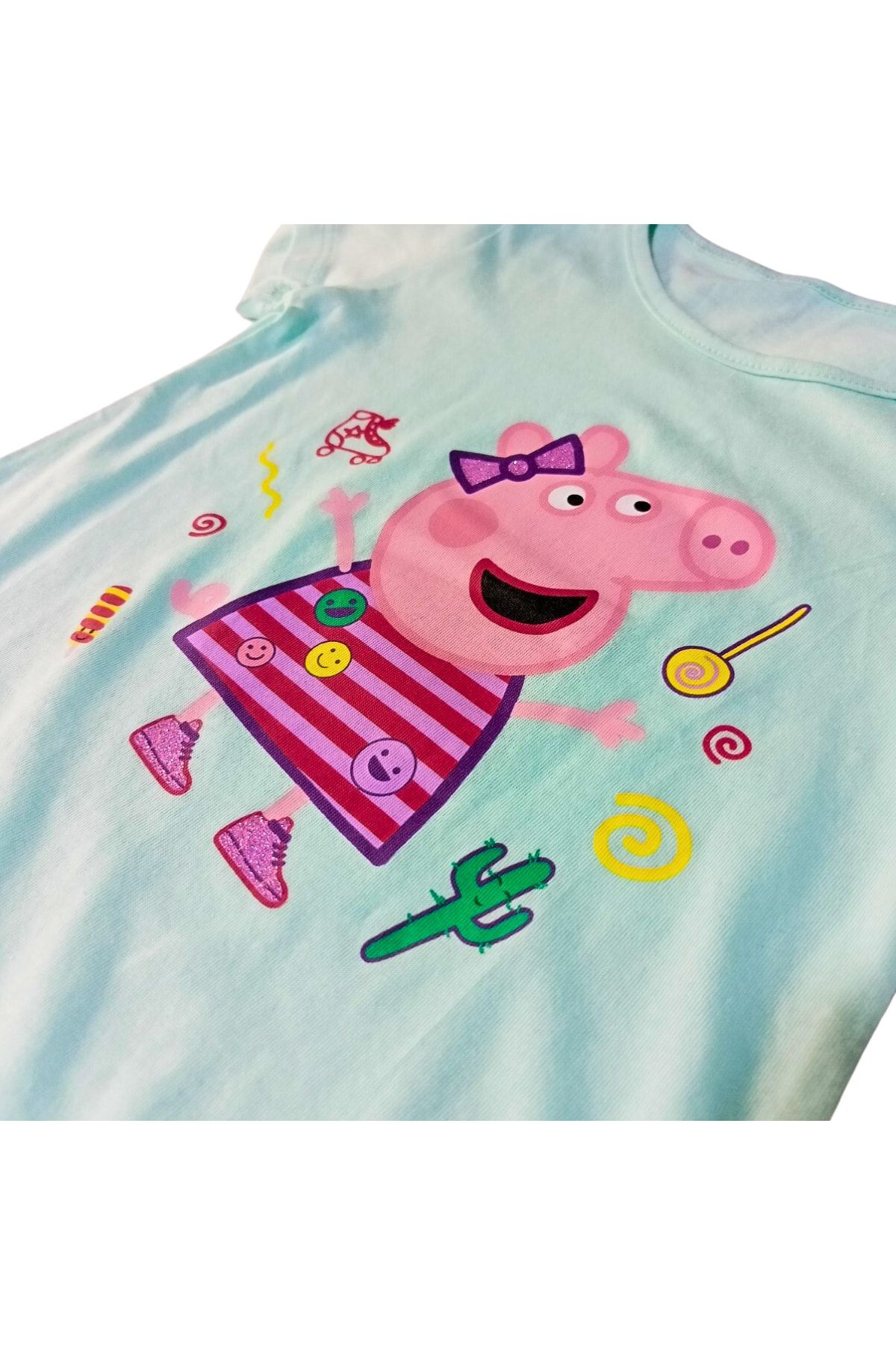 Vaak Vaak Peppa Pig Themed Short Sleeve Round Neck Ruffle Kids