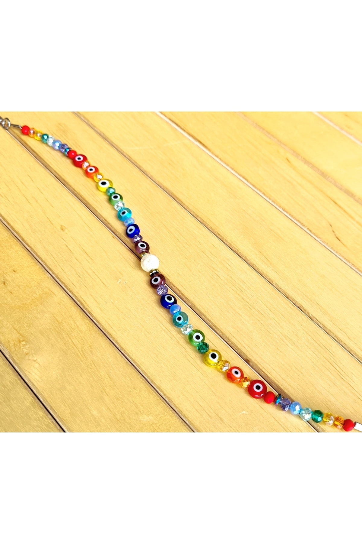 Sitrin - Nazar Boncuğu - 7 Çakra Renk Çelik Halhal (1 ADET)(22 5CM) (EL YAPIMI TASARIM ÜRÜNLER) 2
