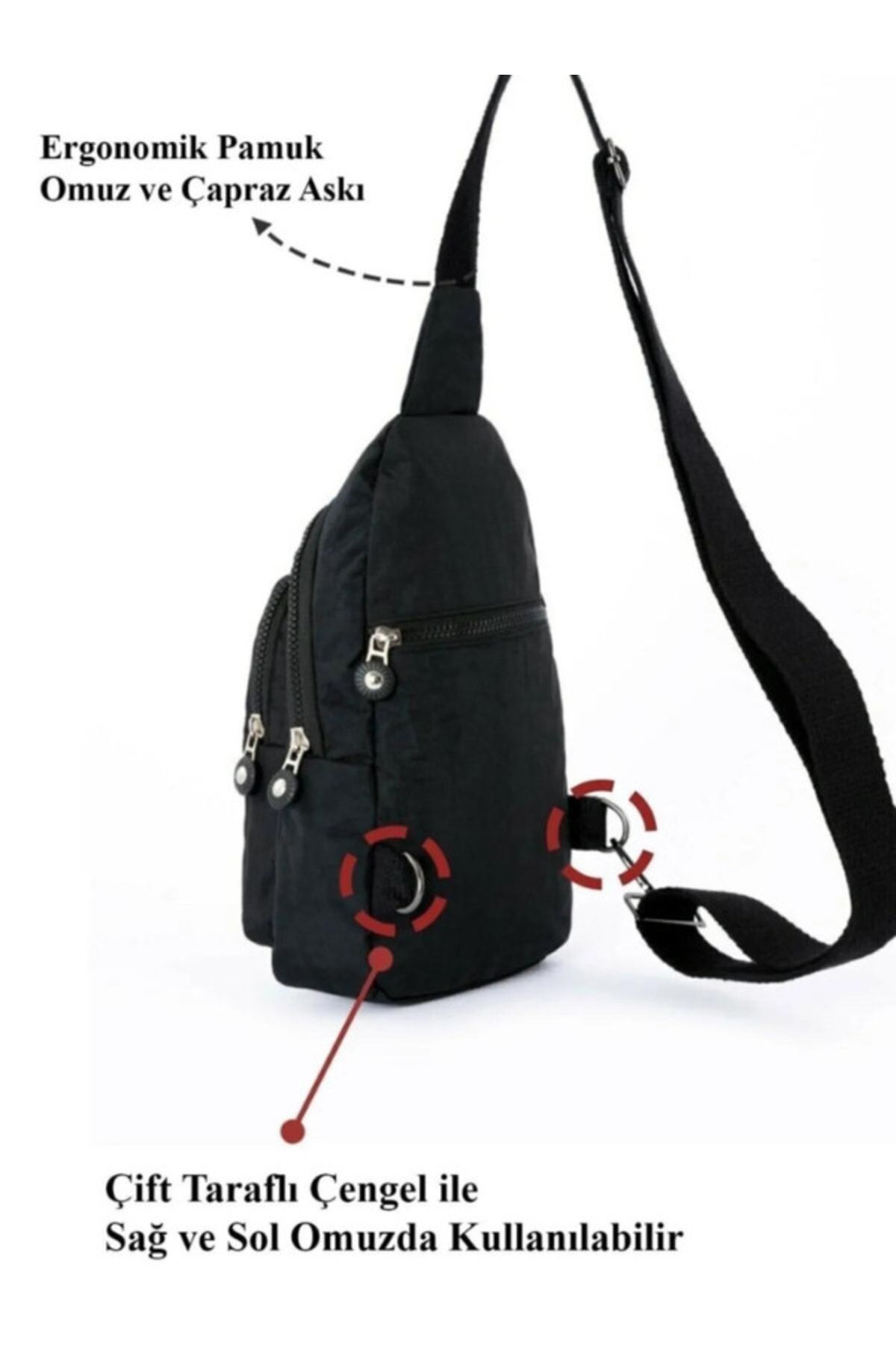 Unisex Siyah Su Geçirmez Bel Omuz Ve Spor Çanta Günlük Bodybag Çift Yön