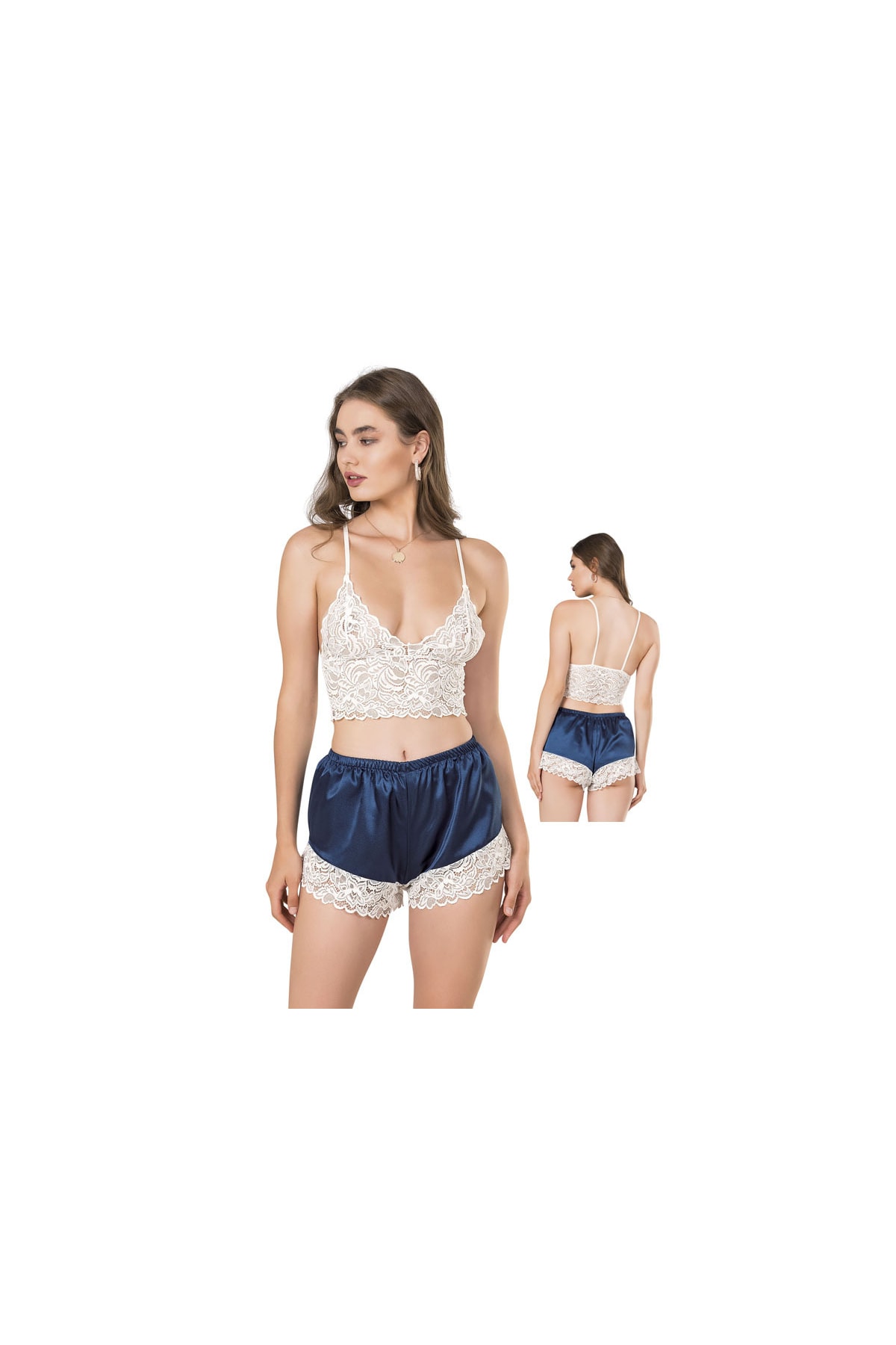 Genel Markalar L Saten Ikili Takım Gecelik