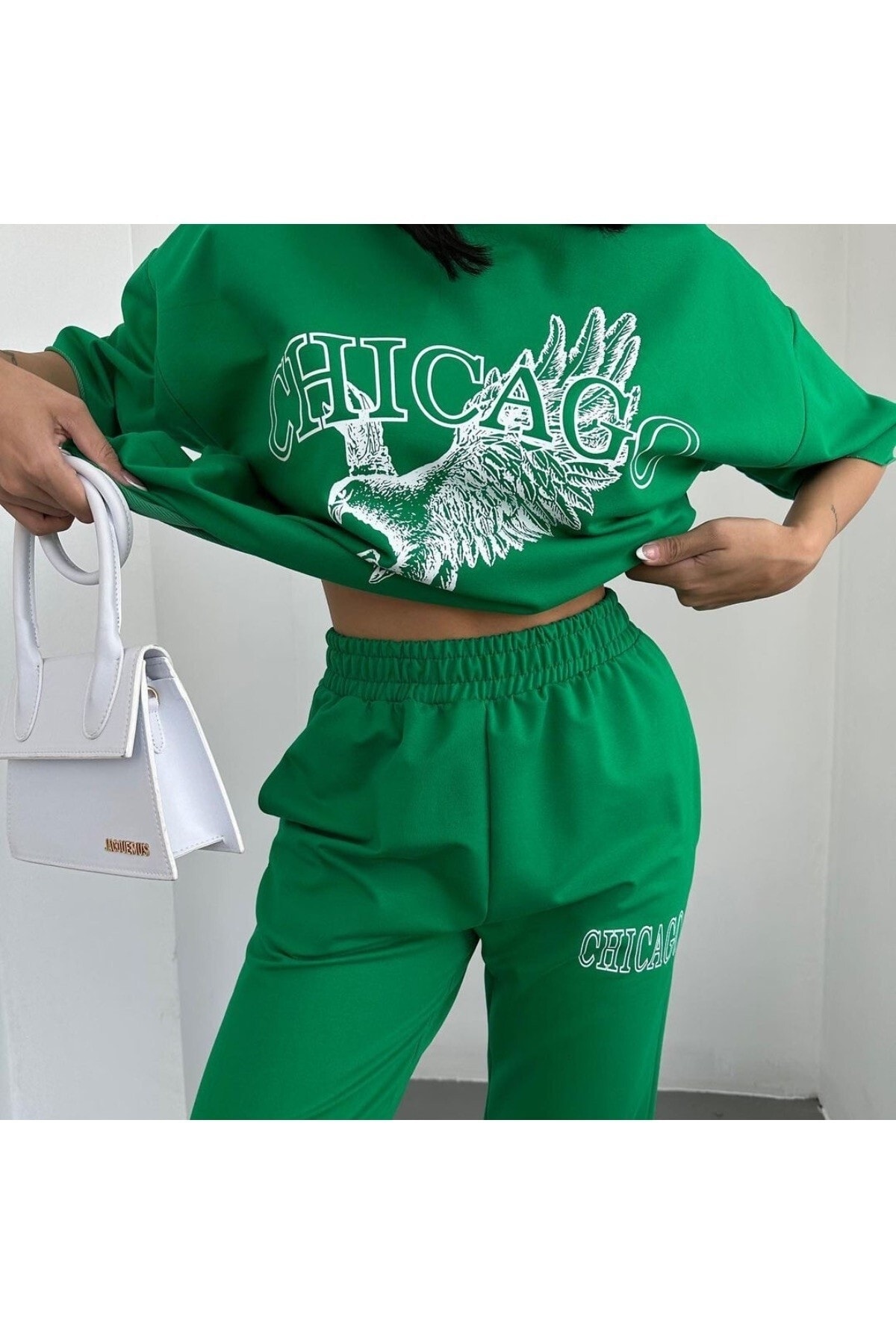 Plus Size Eagle Printed Pocket Printed Oversize Bottom Top Summer Set
