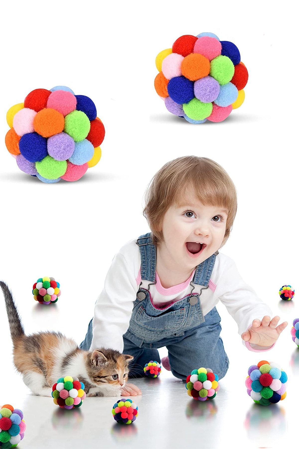 MAROKEN-Cat Exercise Toy with Pompoms and Self-Sound Cat Play Ball Pet Toy for Movement 8