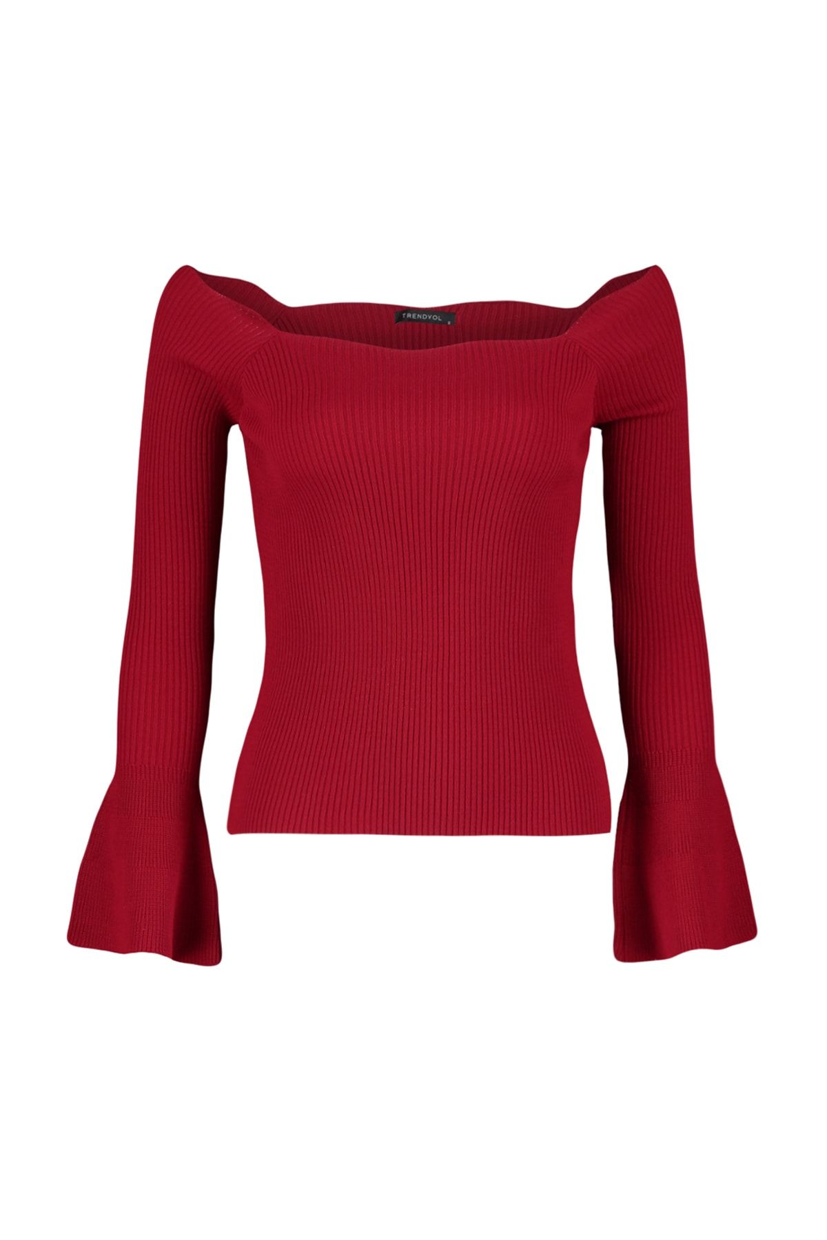 Trendyol Collection-Czerwony sweterek Carmen z kołnierzykiem TWOAW22KZ2218 6