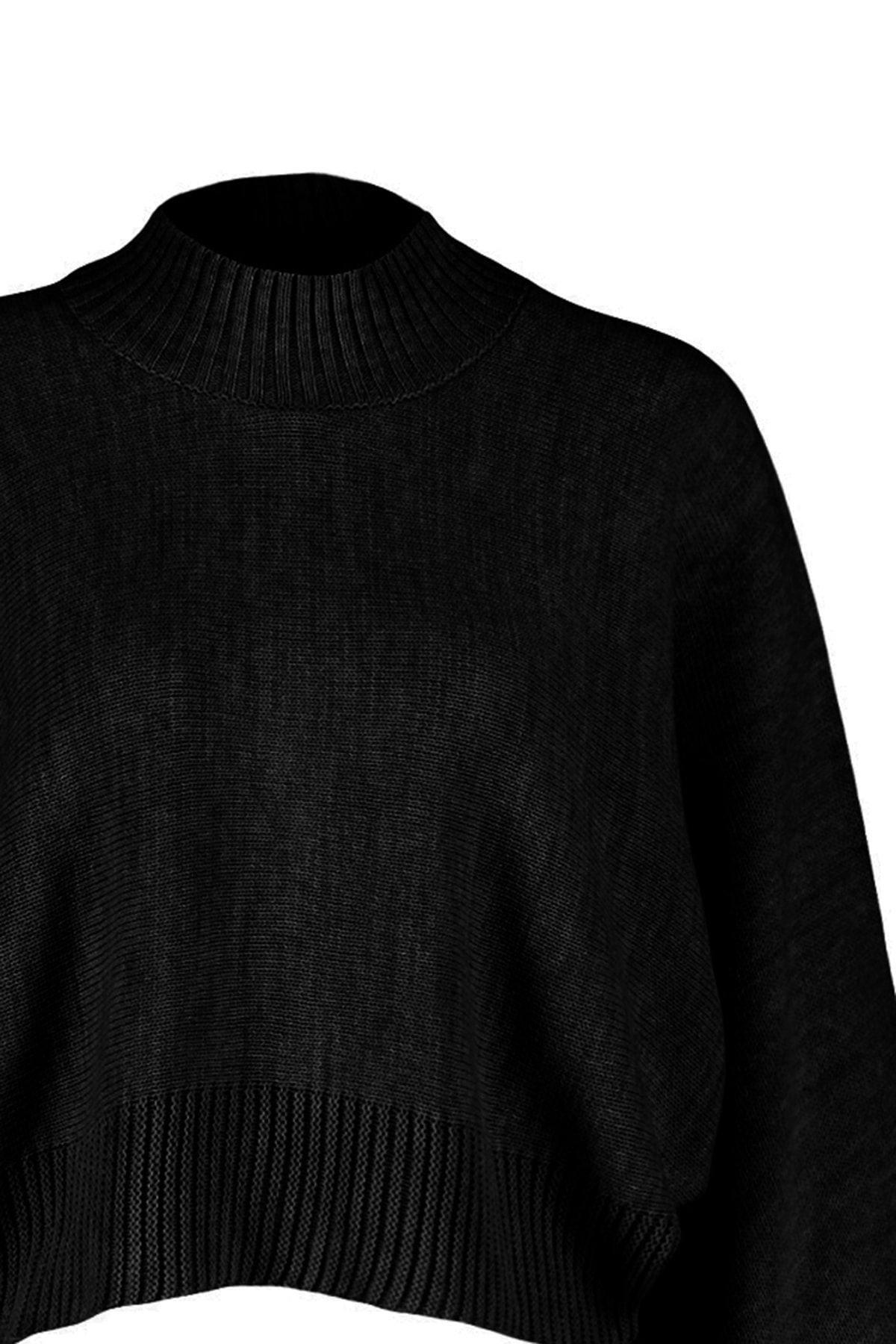Trendyol Collection-Fekete széles szabású denevérujjú kötöttáru pulóver TWOAW23KZ01838 10