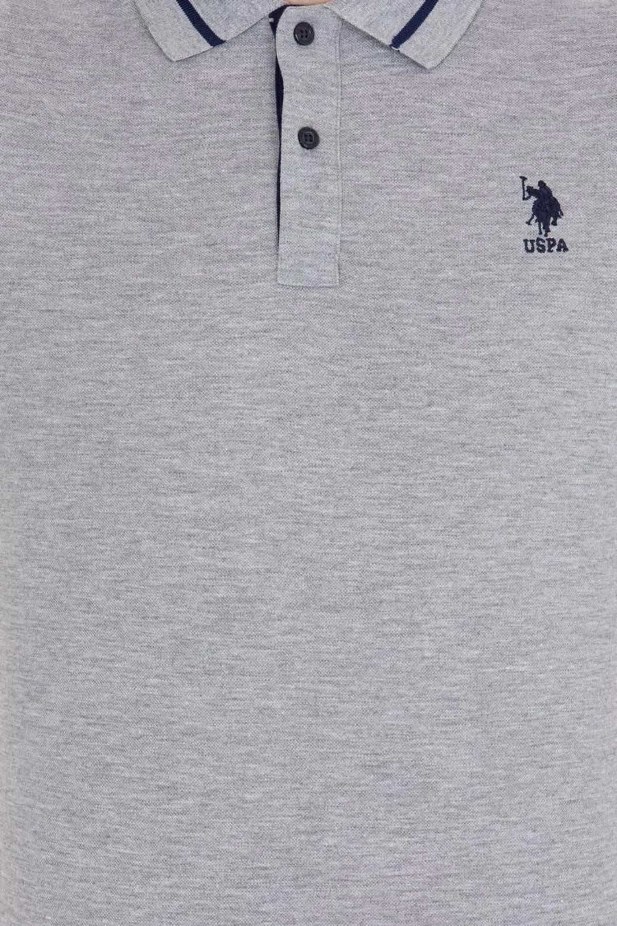 تی شرت یقه پولو خاکستری مردانه تیشرت ملانژ U.S. Polo Assn.