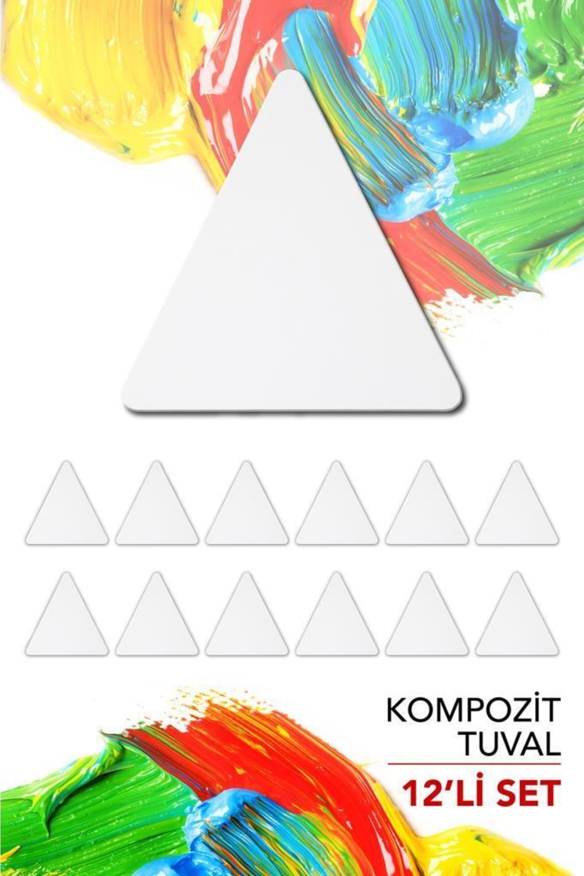 Artebella 20 Cm Üçgen Pres Kompozit Tuval 12'li Set
