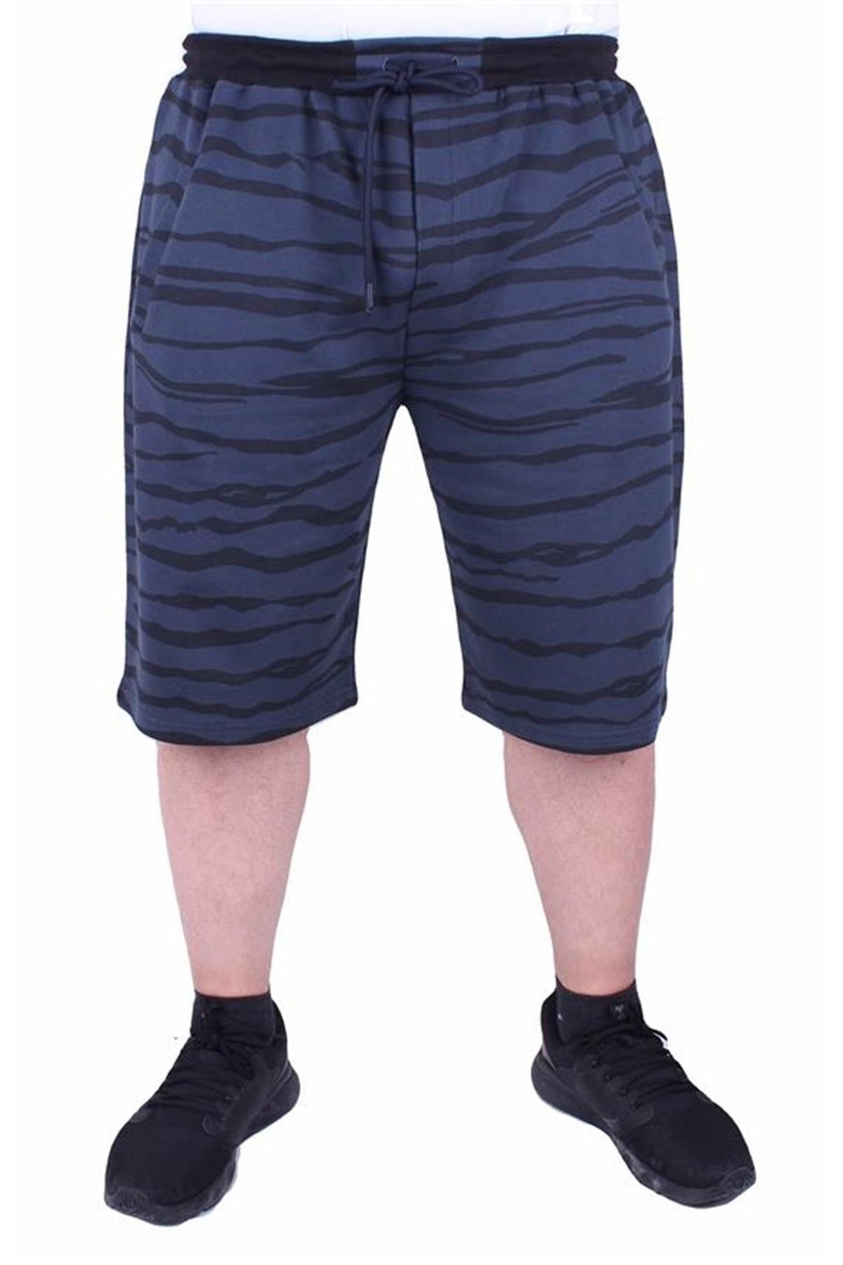 Starbattal Pantaloni Scurți Din Bumbac Pieptănat Pentru Bărbați De Mărime Mare Diagonal Indigo Masculin - 3XL