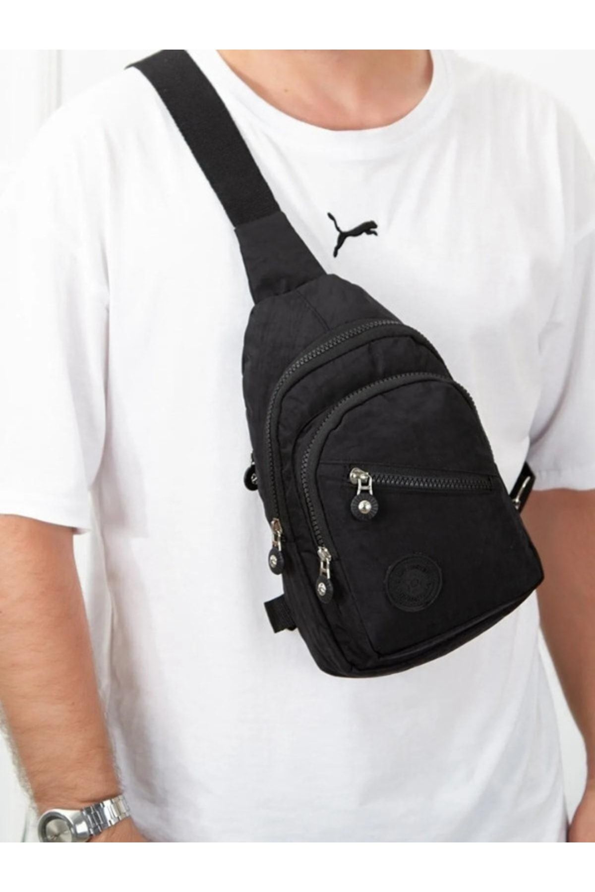 Unisex Siyah Su Geçirmez Bel Omuz Ve Spor Çanta Günlük Bodybag Çift Yön