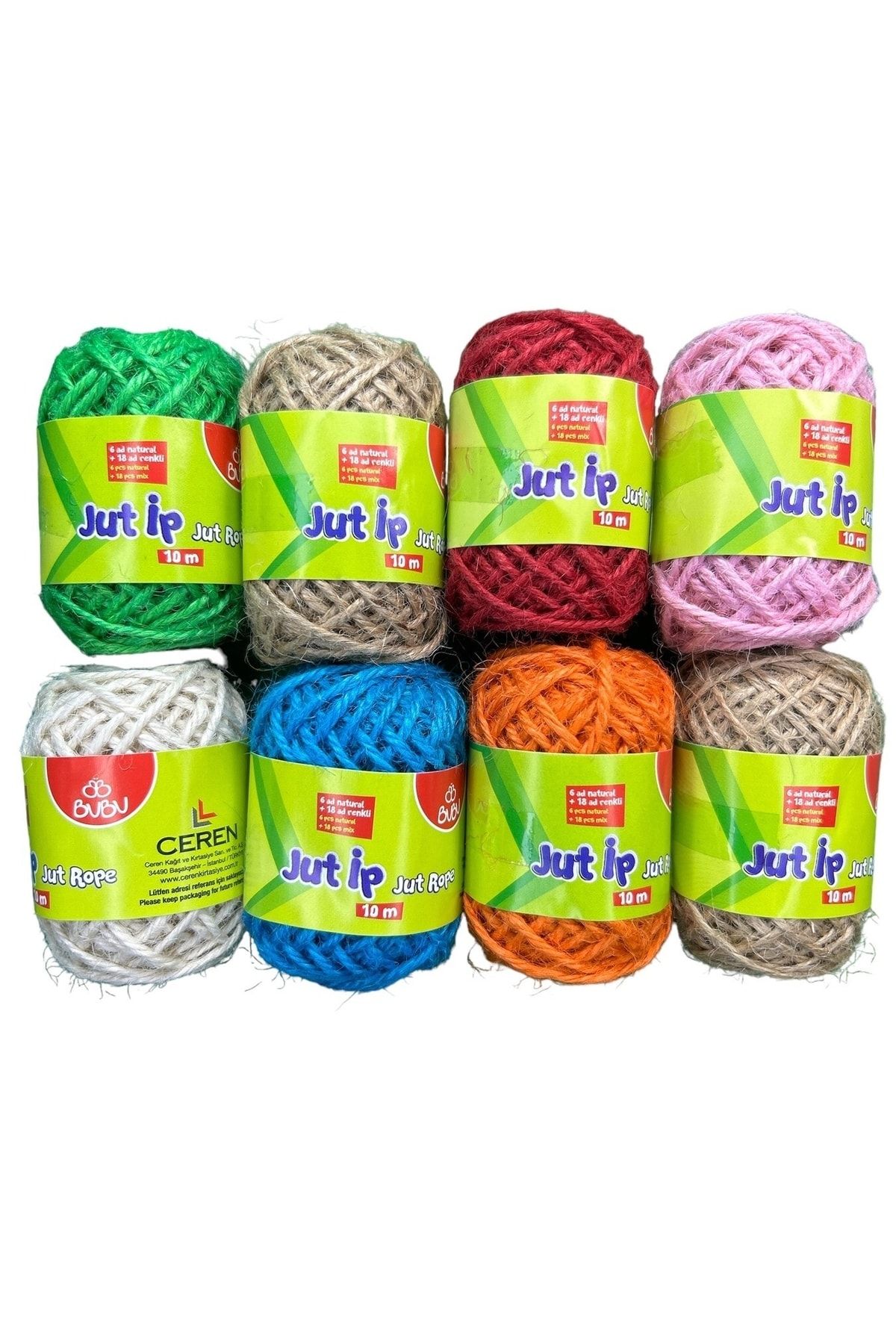 Renkli Jüt Kırnap Ipi 10 Metre X 8 Adet (7 Renk)