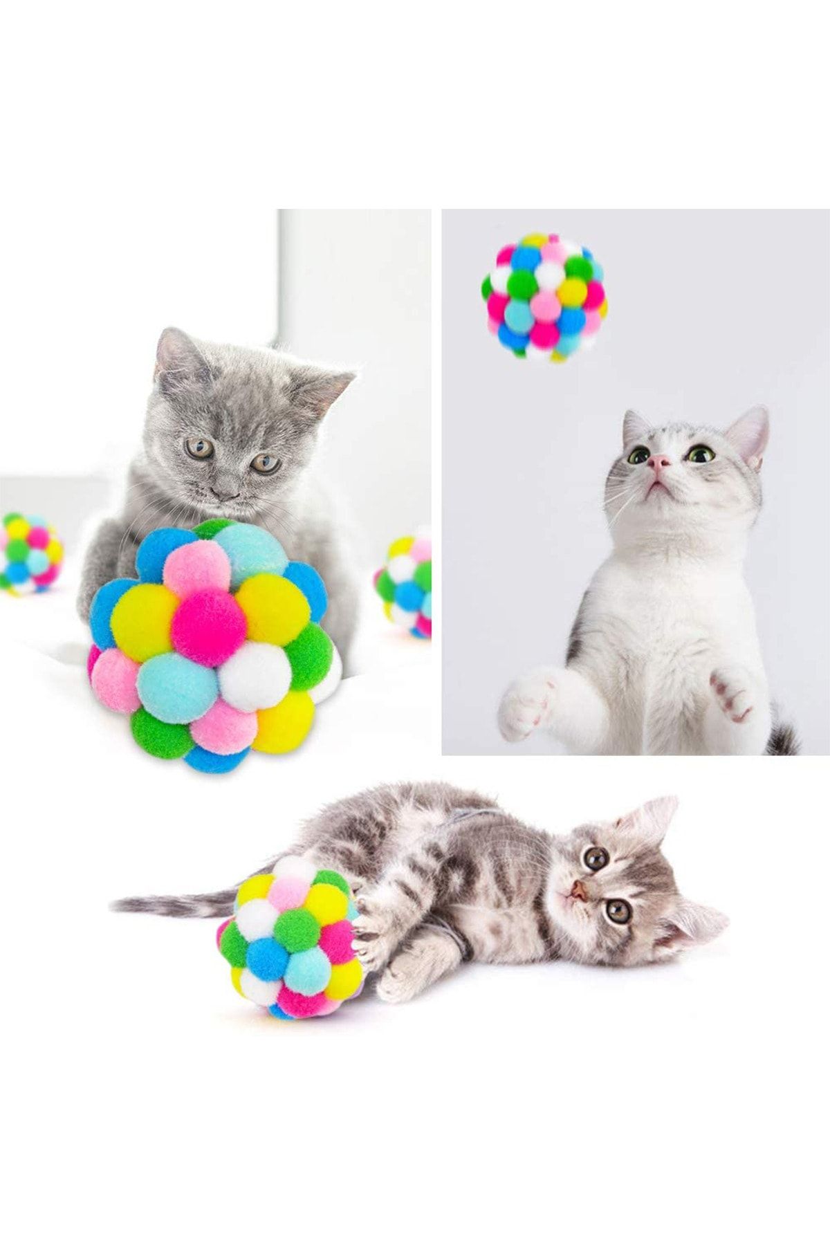 MAROKEN-Cat Exercise Toy with Pompoms and Self-Sound Cat Play Ball Pet Toy for Movement 6