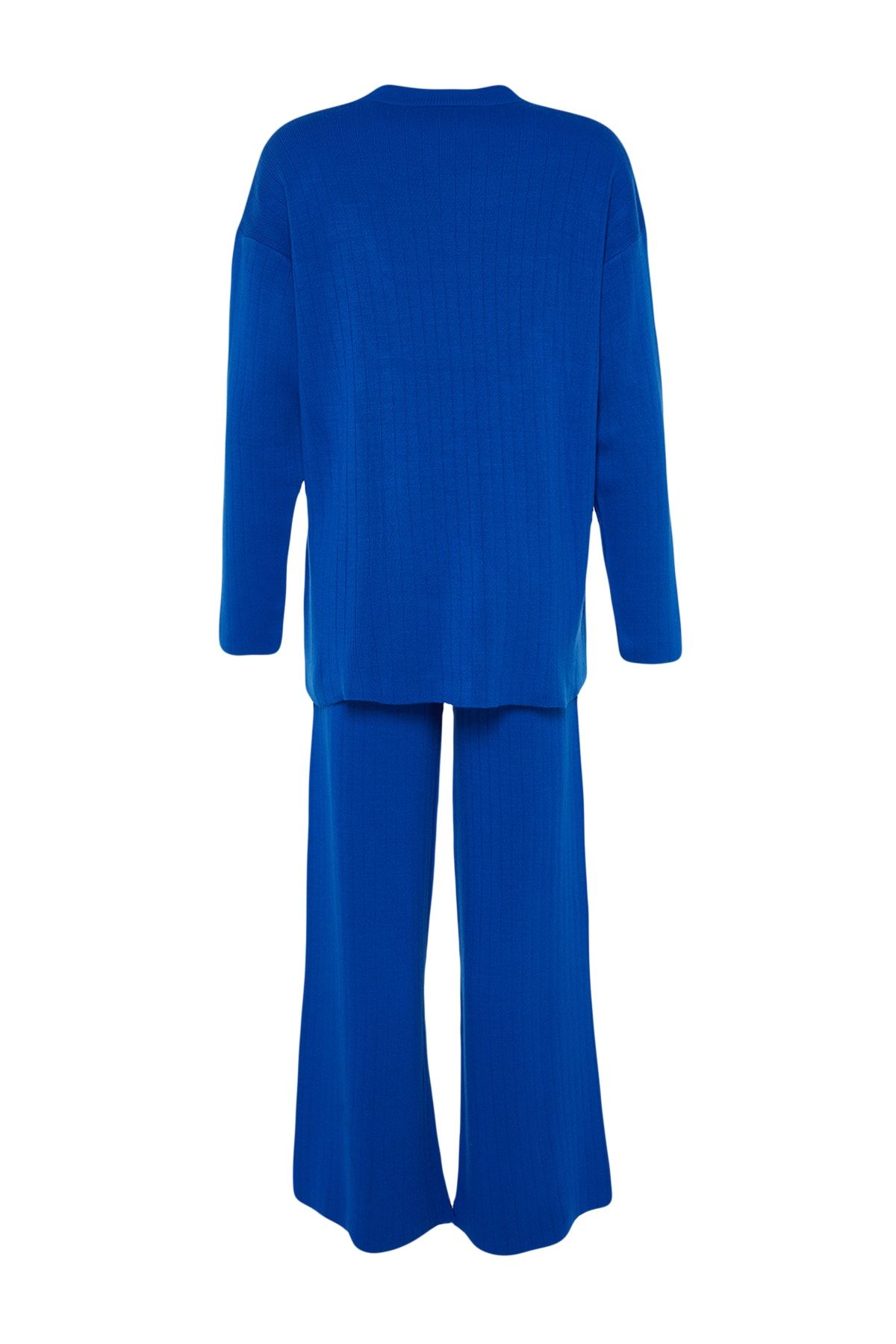 Trendyol Collection-Indigo Basic kötöttáru alsó-felső szett - széles szabású TWOAW23AU00255 7
