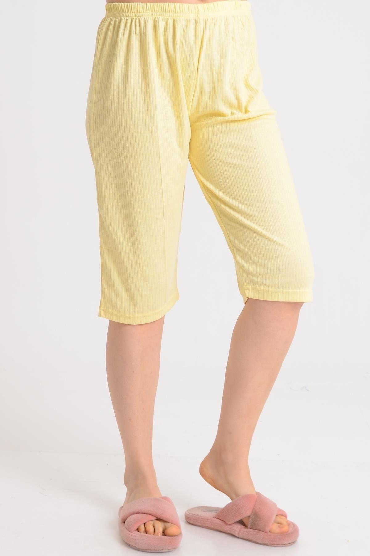 P NKMARK Women s Pocketless Yellow Plus Size Capri Pajama Bottoms