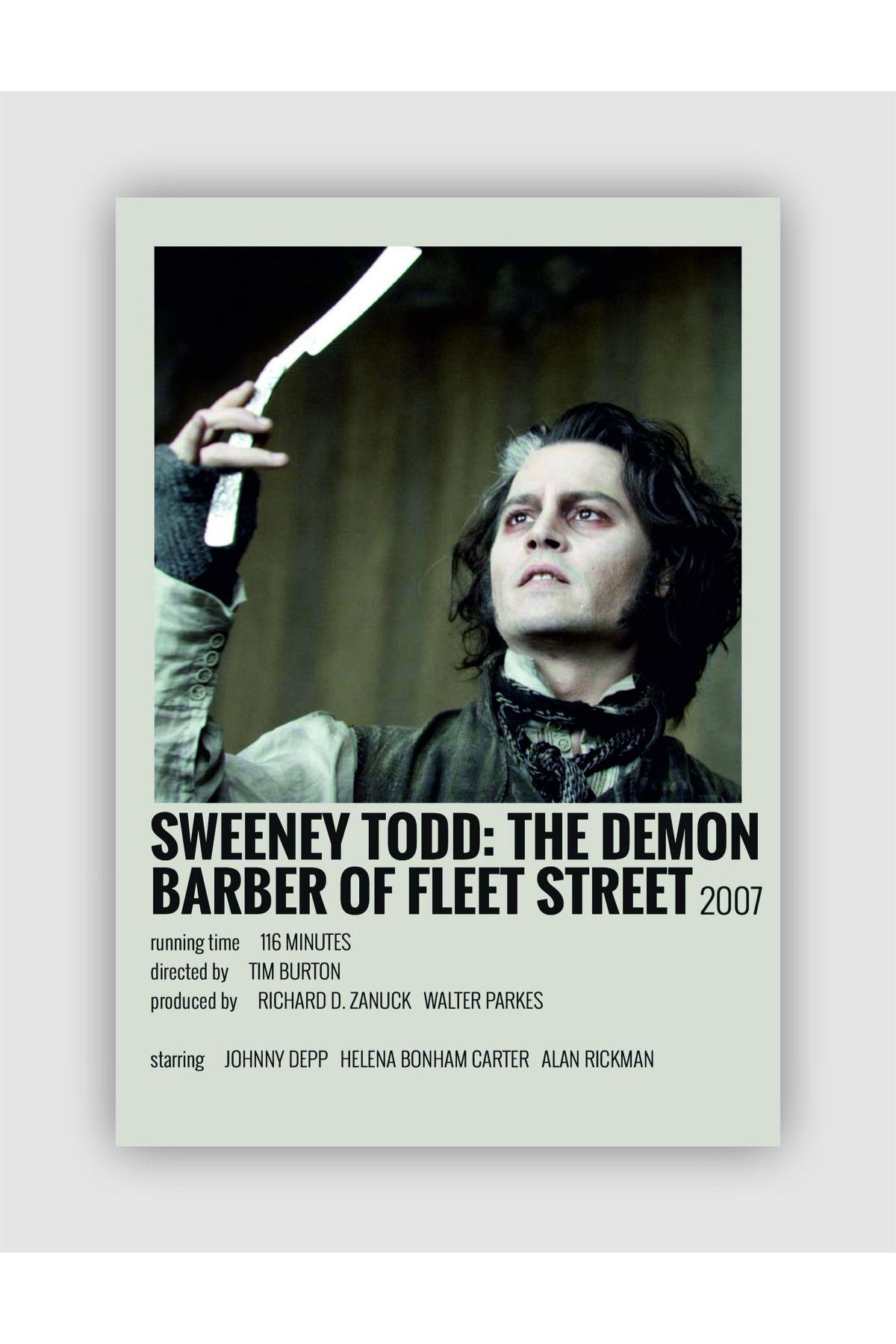 Sweeney Todd: The Demon Barber Of Fleet Street Movie Info Card Wall Poster