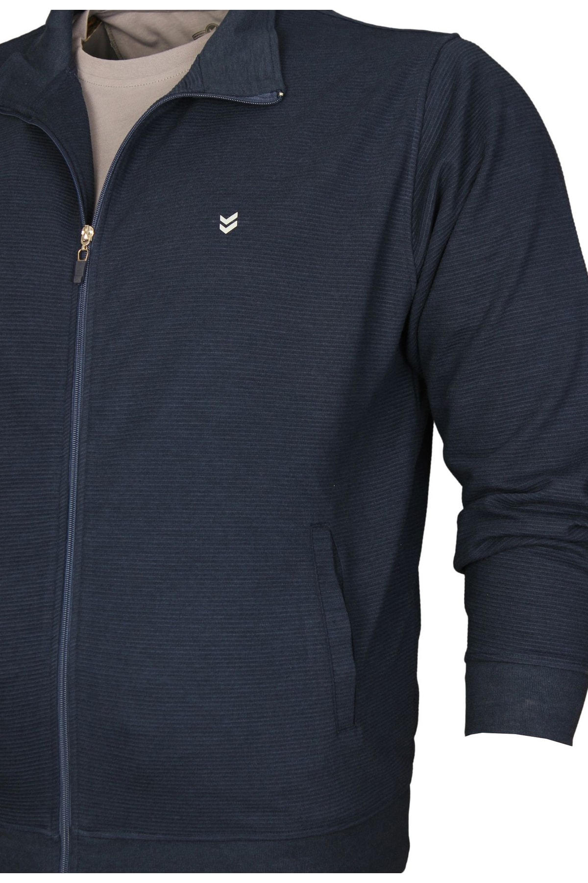 FaLa Jeans Büyük Beden Fermuarlı Penye Hırka 61008 Marine görsel 2