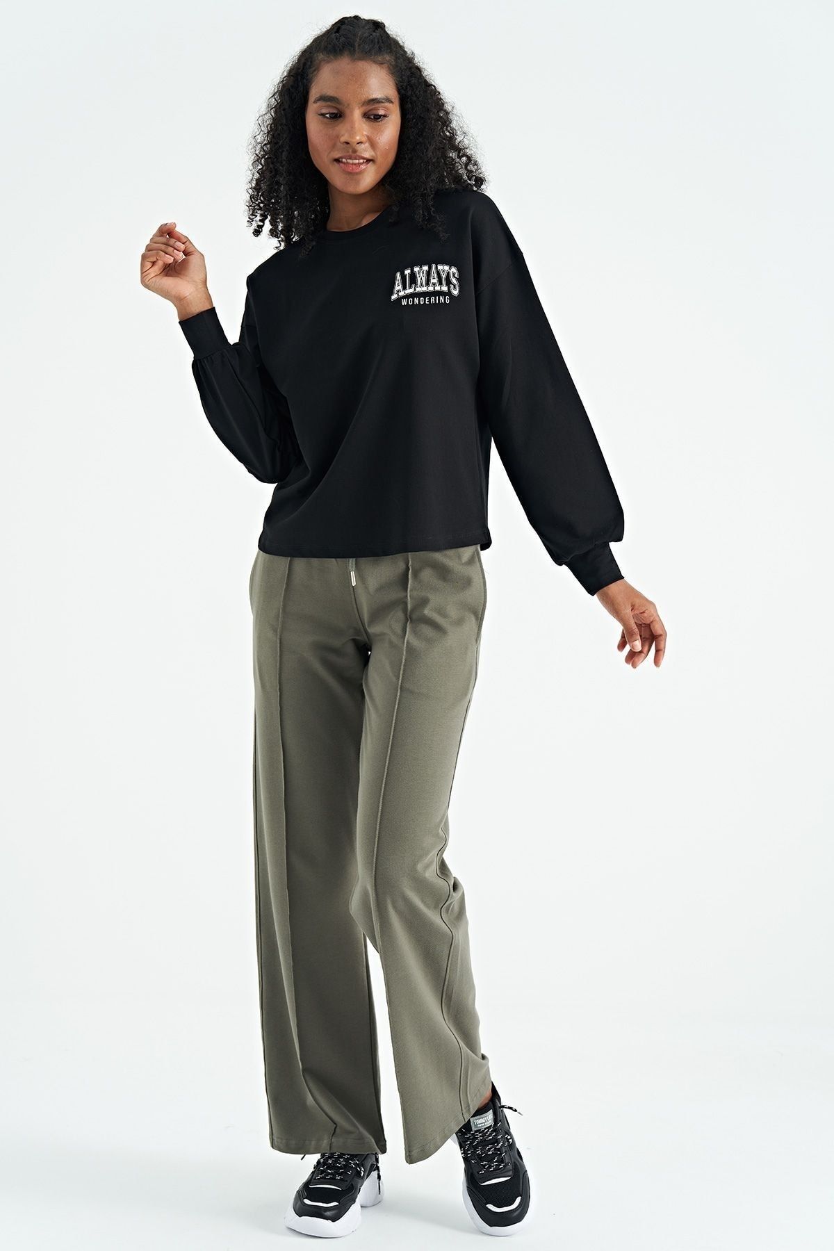 Tommy Life a la Front Stitching Detailed Wide Leg Comfortable