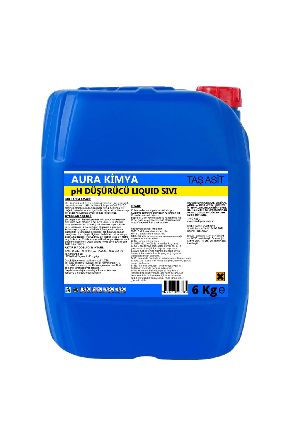 Aura Kimya Tas Asit (SİVİ PH DÜSÜRÜCÜ) 6 Kg
