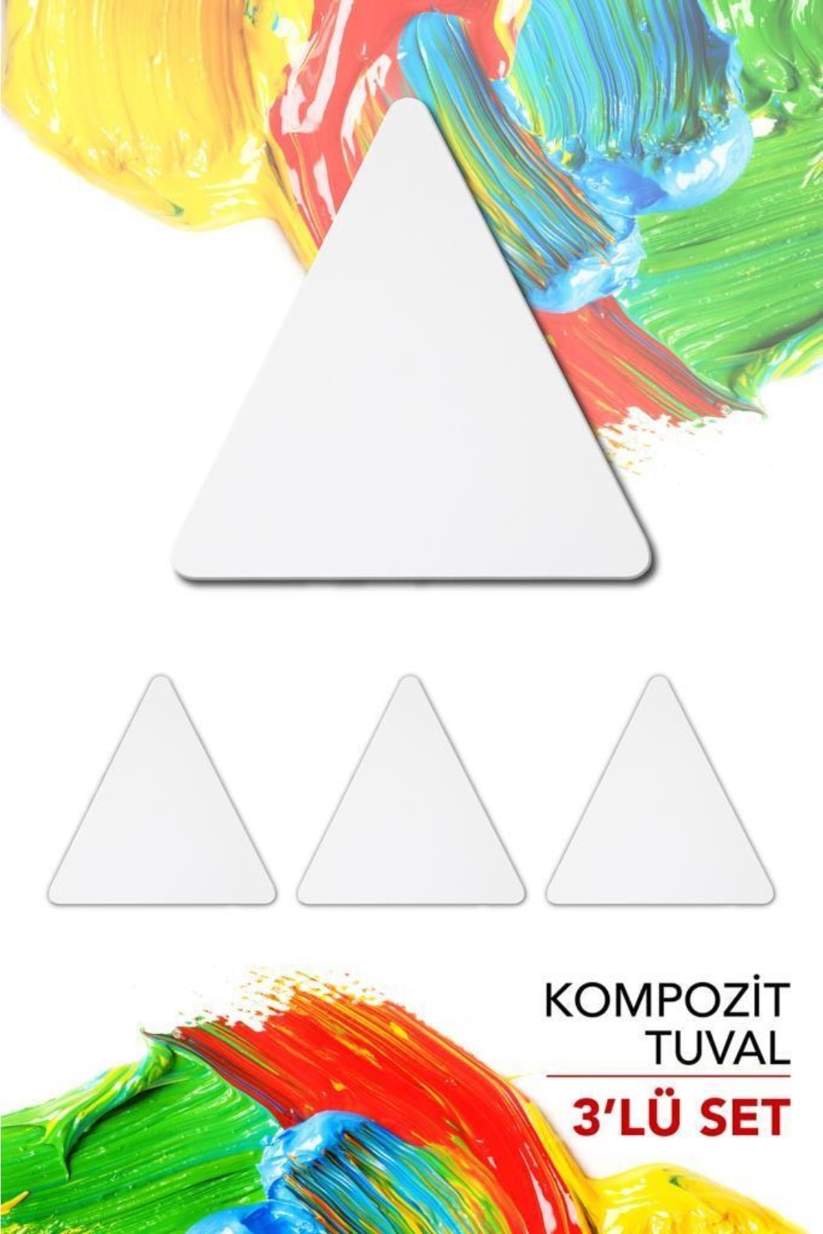 Artebella 20 Cm Üçgen Pres Kompozit Tuval 3'lü Set