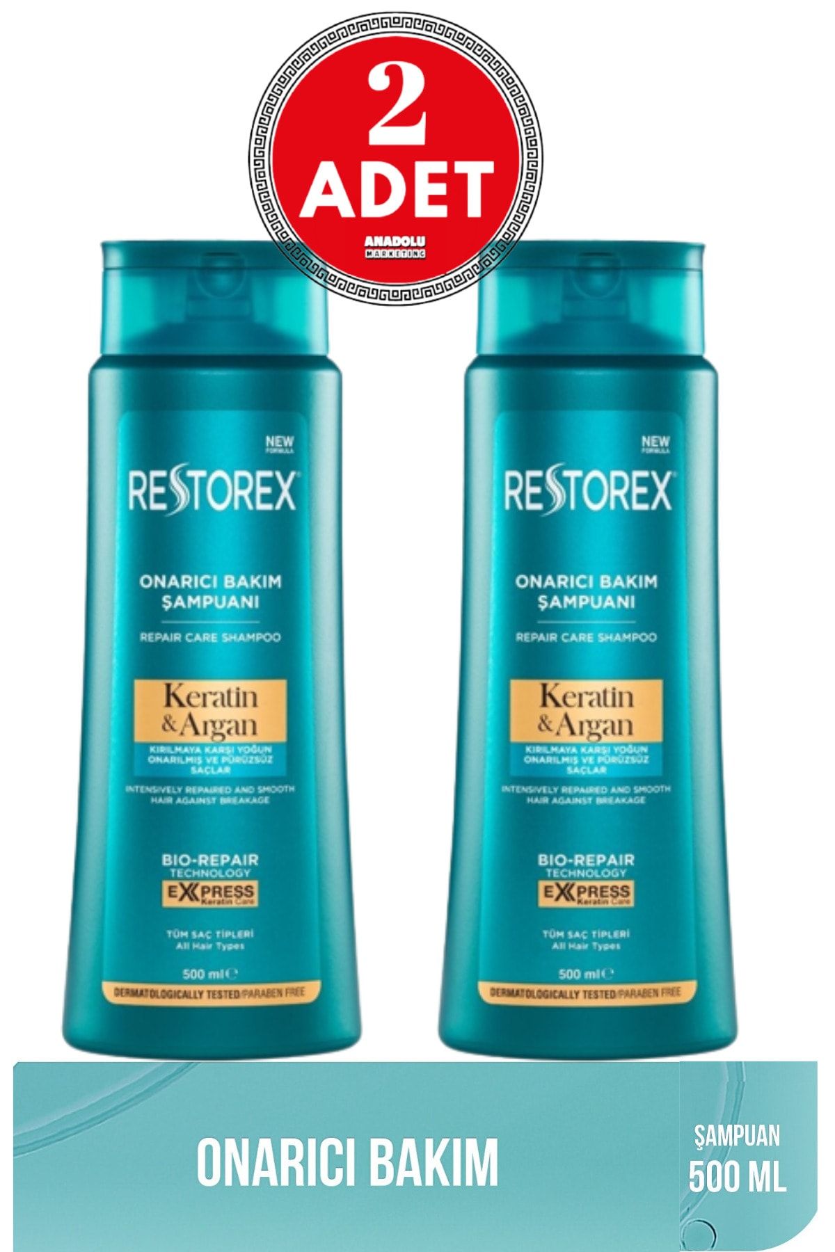 Restorex-Keratin & Argan Shampoo 500 ml 2 Pieces 1