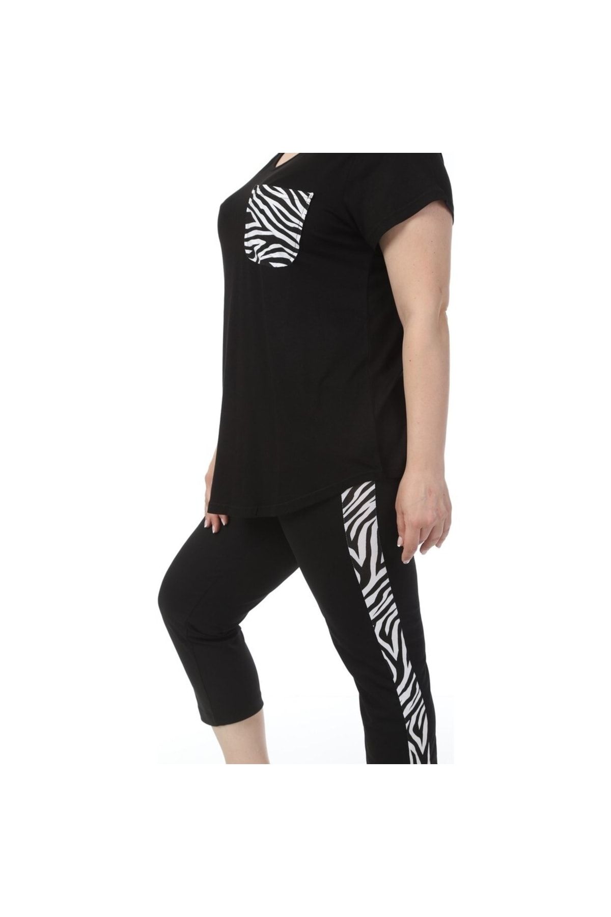 garajmood-Black Zebra Stripe Large Size Top and Bottom Set 4