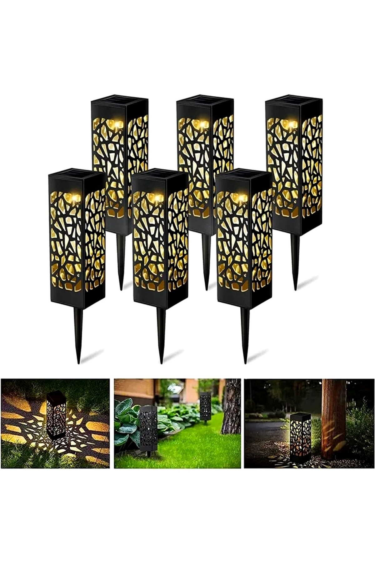 Kyrotech 6 Adet Dekoratif Solar Bahçe Aydınlatma Lambası Çim Lambası Yürüyüş Yolu Aydınlatma Güneş Enerjili