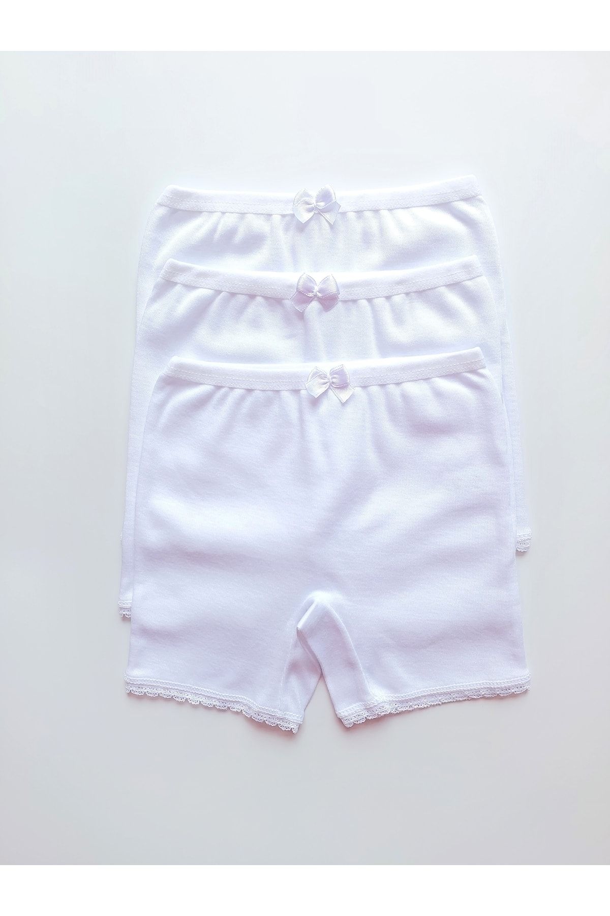 ÇebiKids-Girl's Skirt/Dress Underpants 100% Cotton White Ribbed Leg Panties/Boxers 3-Piece 2