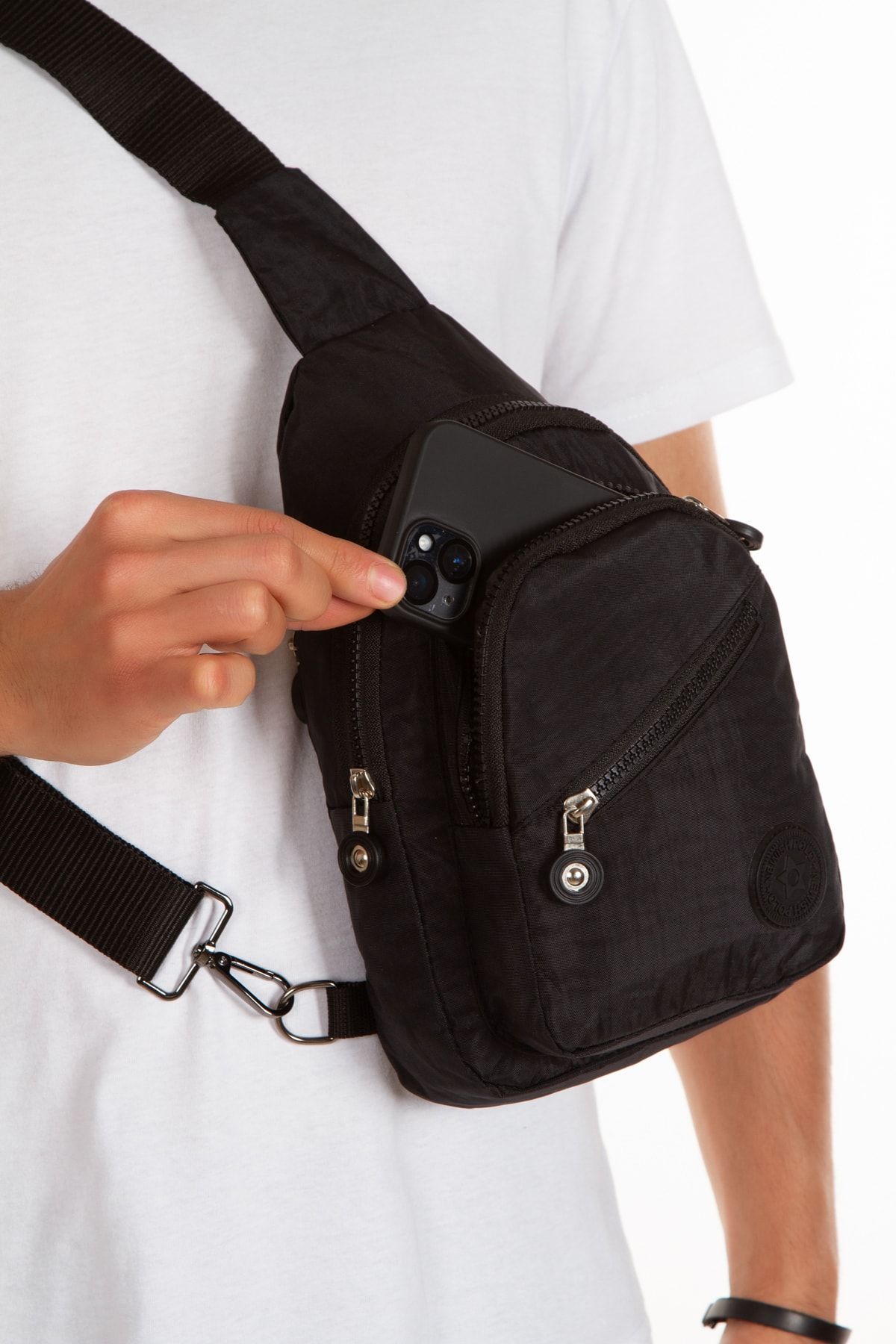 Unisex Siyah Su Geçirmez Bel Omuz Ve Spor Çanta Günlük Bodybag Çift Yön