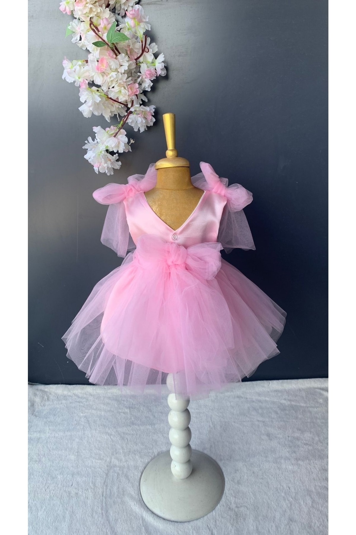 Petite Ponpon Baby Kız Bebek Yenidoğan Mevlüt Elbisesi Bebek Hediyelik Mevlütlük Elbise fotoğrafı 3 (önizleme)