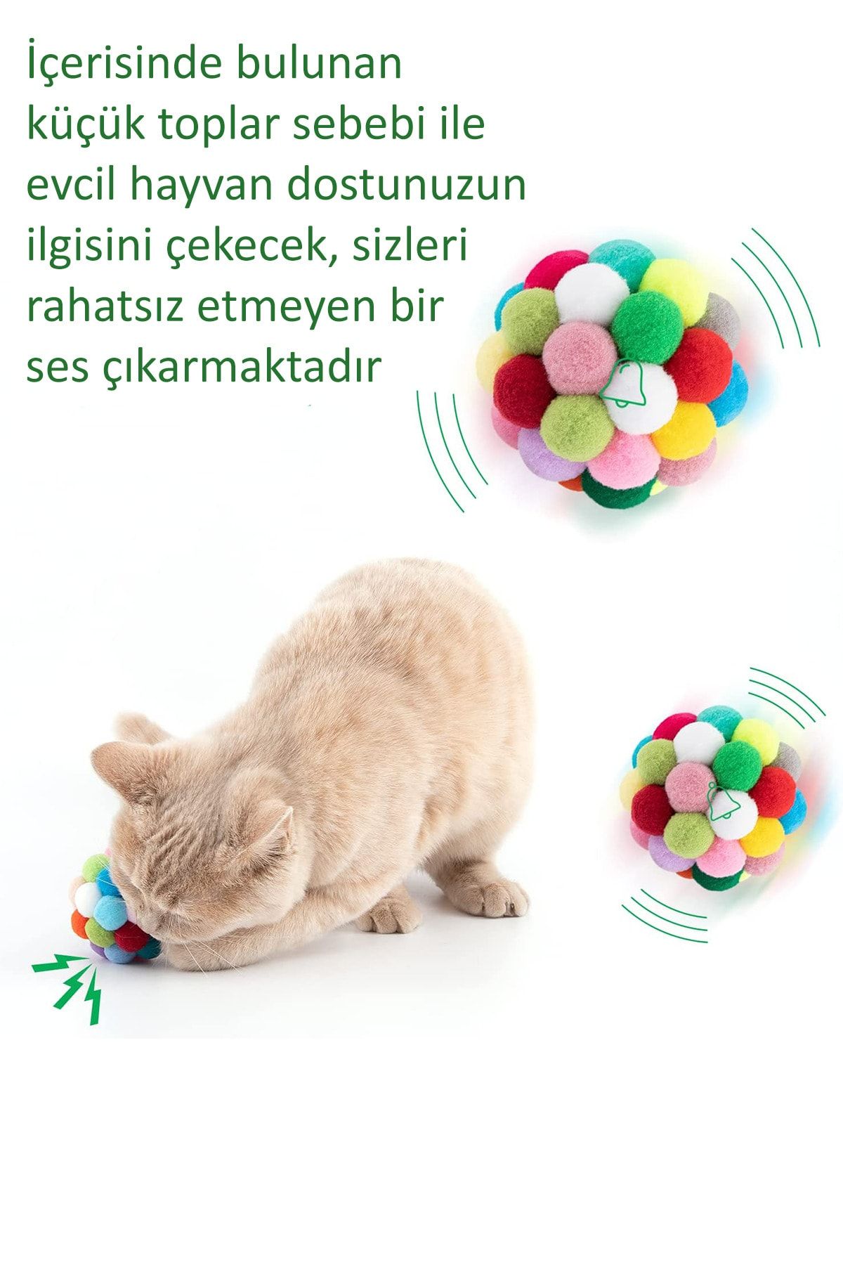 MAROKEN-Cat Exercise Toy with Pompoms and Self-Sound Cat Play Ball Pet Toy for Movement 4