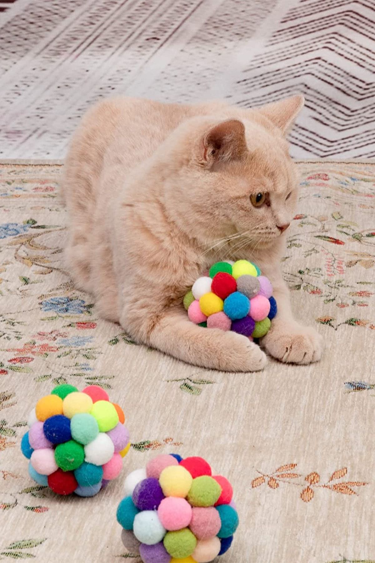 MAROKEN-Cat Exercise Toy with Pompoms and Self-Sound Cat Play Ball Pet Toy for Movement 7