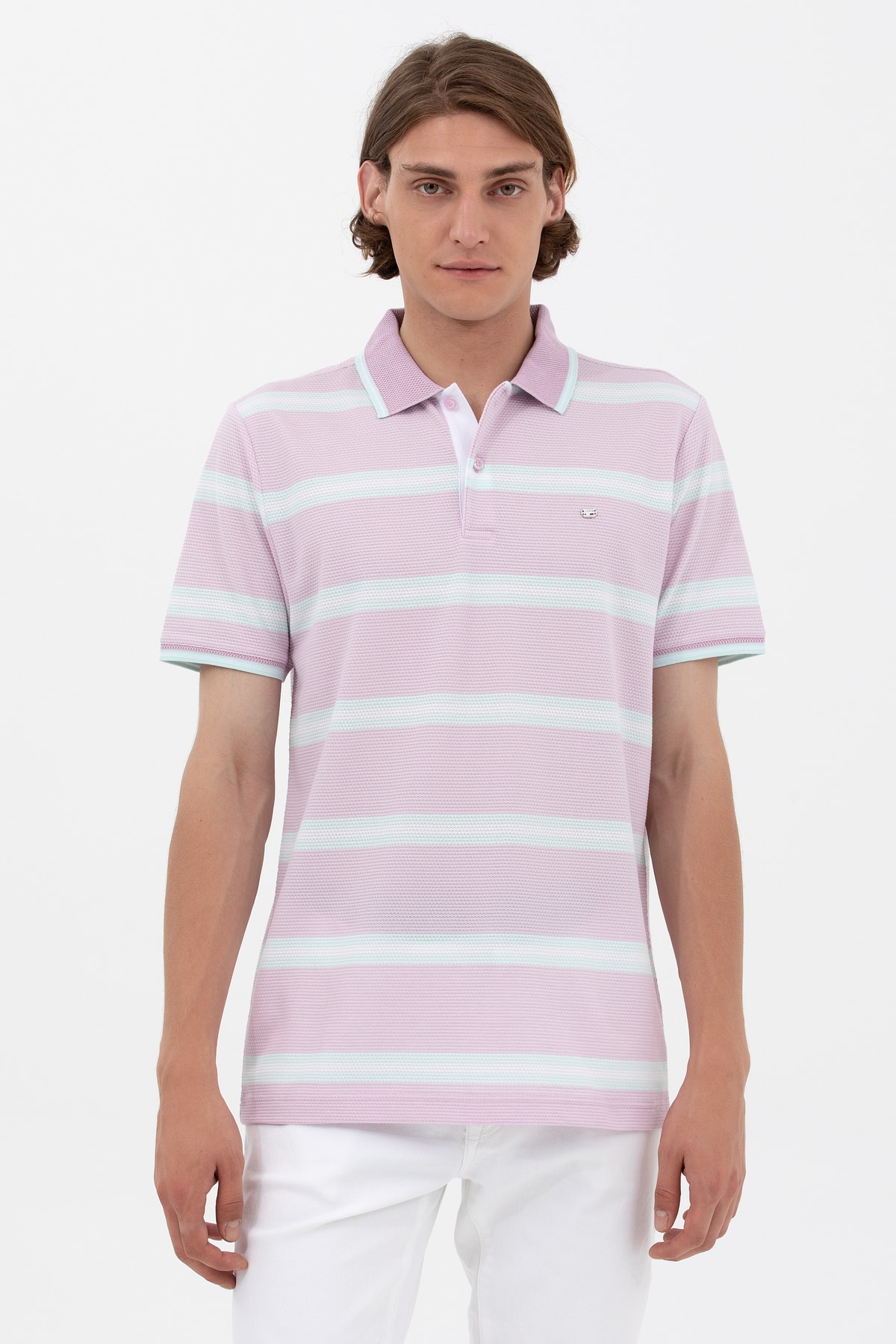 یو اس پولو تی‌شرت یقه پولو بافته شده مردانه طرح مگنولیا