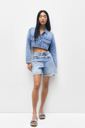 Pull & Bear Crop Denim Ceket