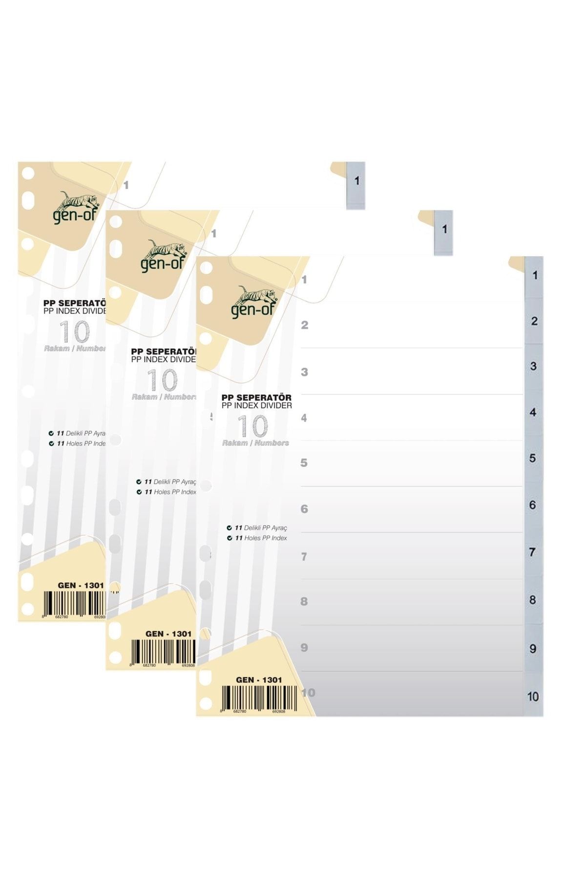 Gen-Of-Partition Separator 3 Pieces with 1-10 Numbers (gen-1301) 1