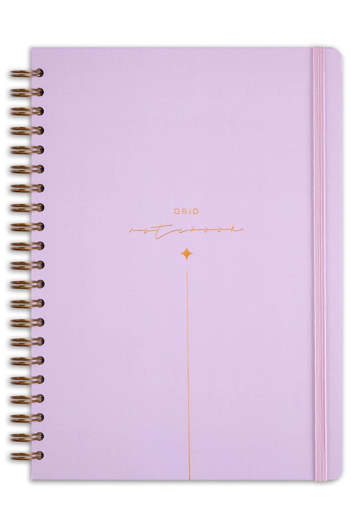Matt Notebook-20x28 Cm A4 Elastic Spiral Hard Cover Notebook Checkered Lilac 5