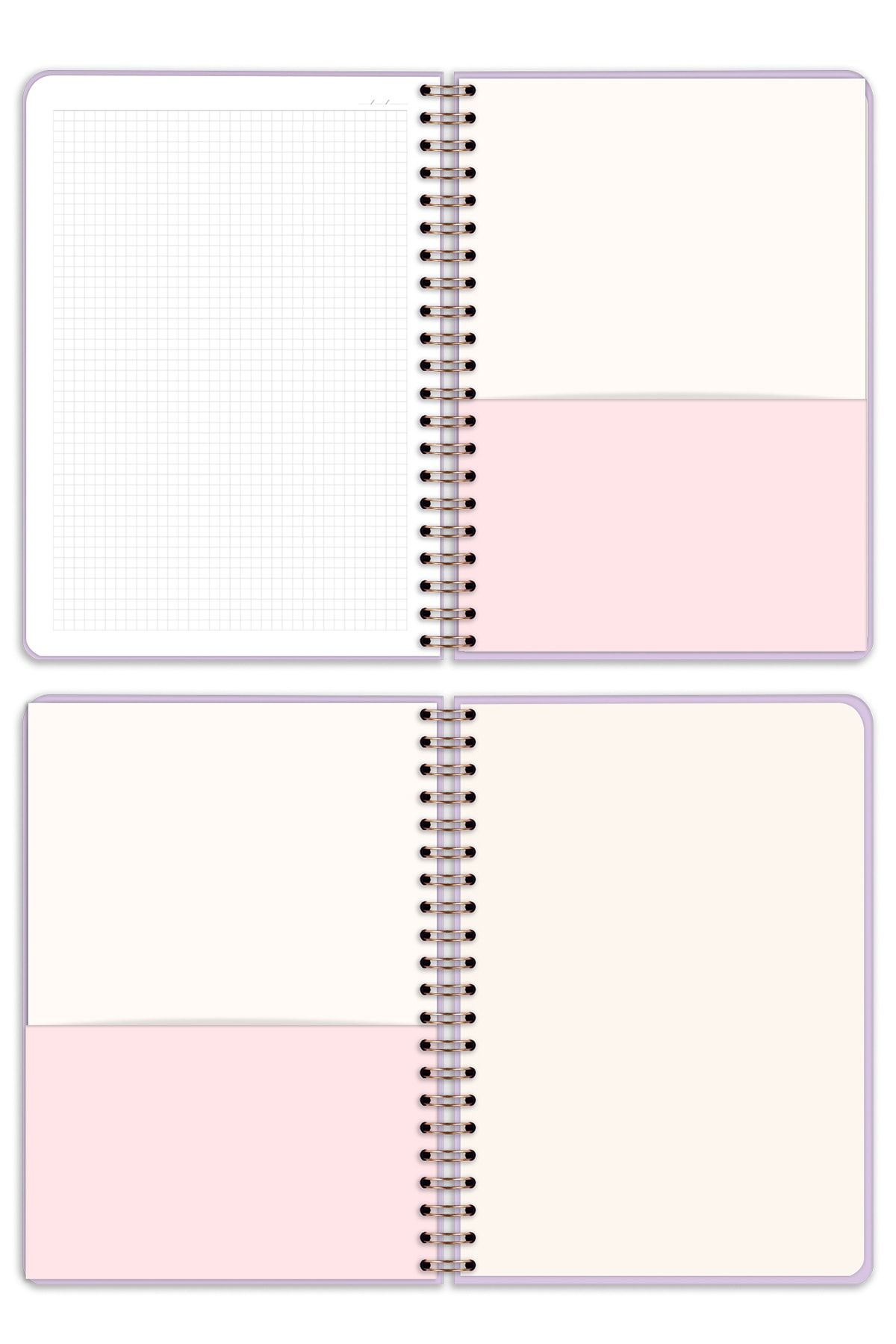 Matt Notebook-20x28 Cm A4 Elastic Spiral Hard Cover Notebook Checkered Lilac 7