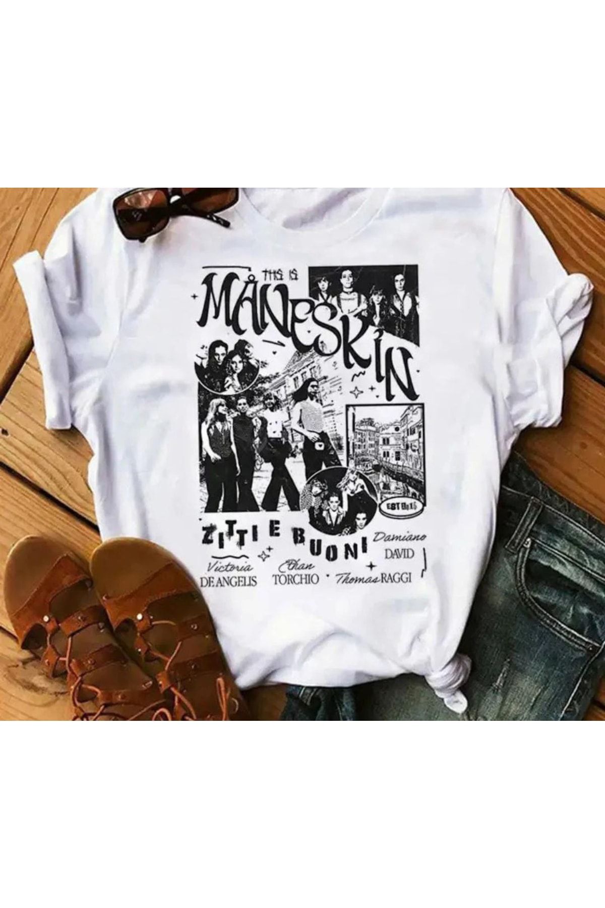 Aesthia Beyaz Unisex Maneskin Ti ort favorim50ton Fiyat Yorumlar Trendyol